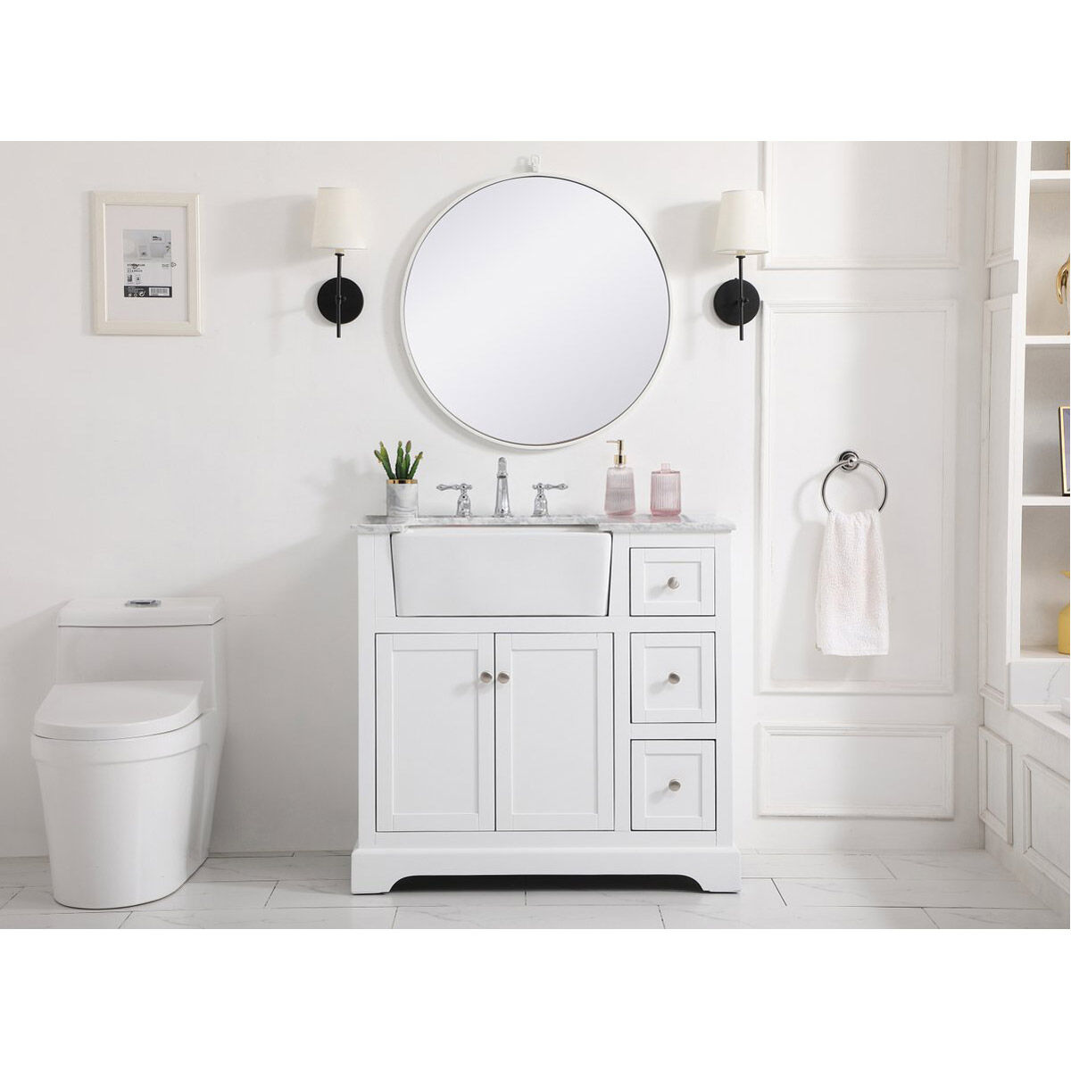 Franklin 36 X 22 X 35 inch White Bathroom Vanity Cabinet