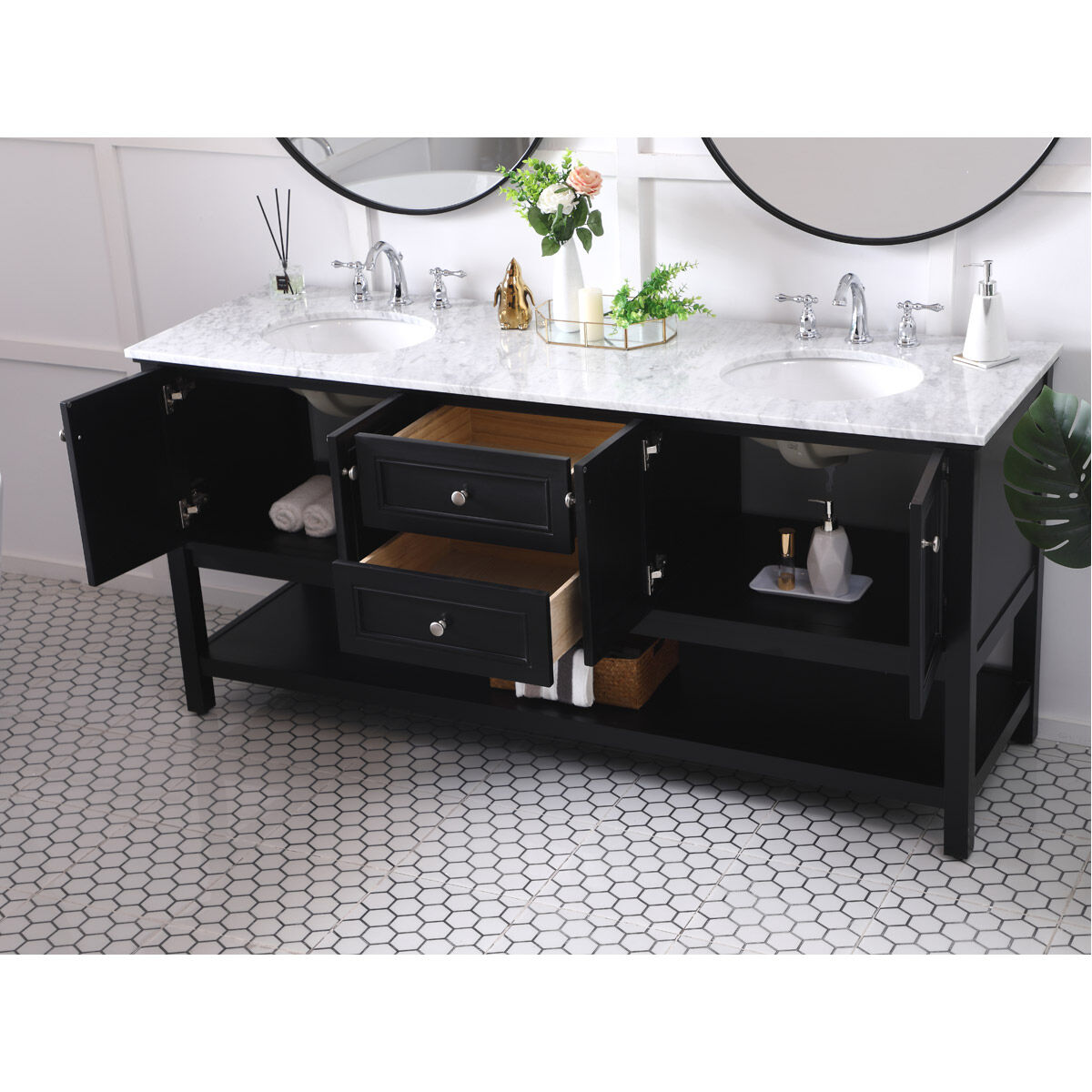 Metropolis 72 X 22 X 34 inch Black Vanity Sink Set