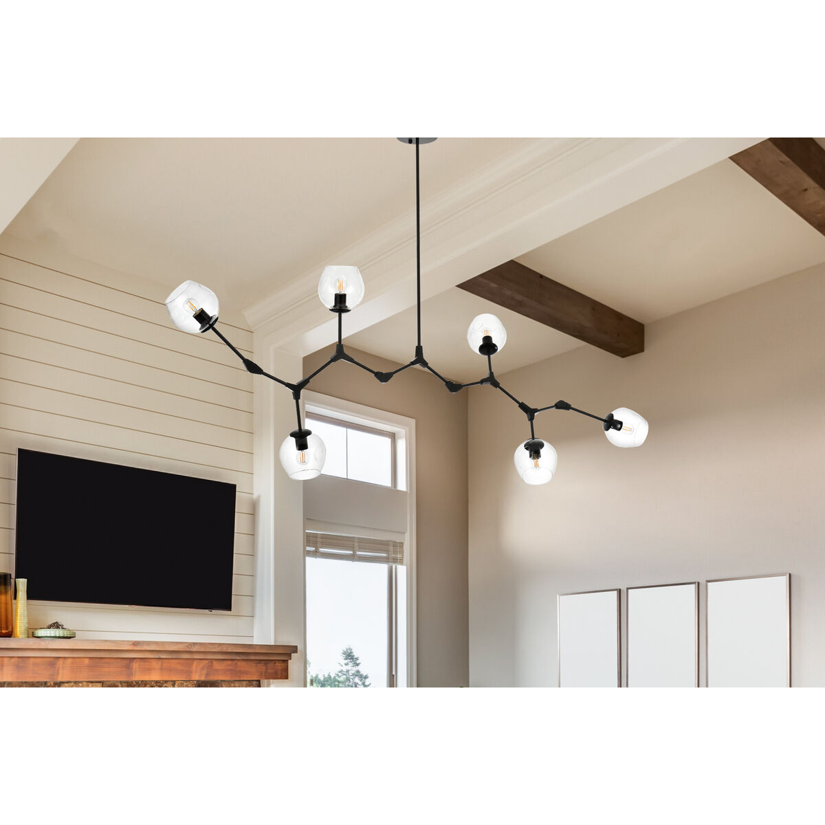 Cavoli 6 Light 27 inch Black Chandelier Ceiling Light