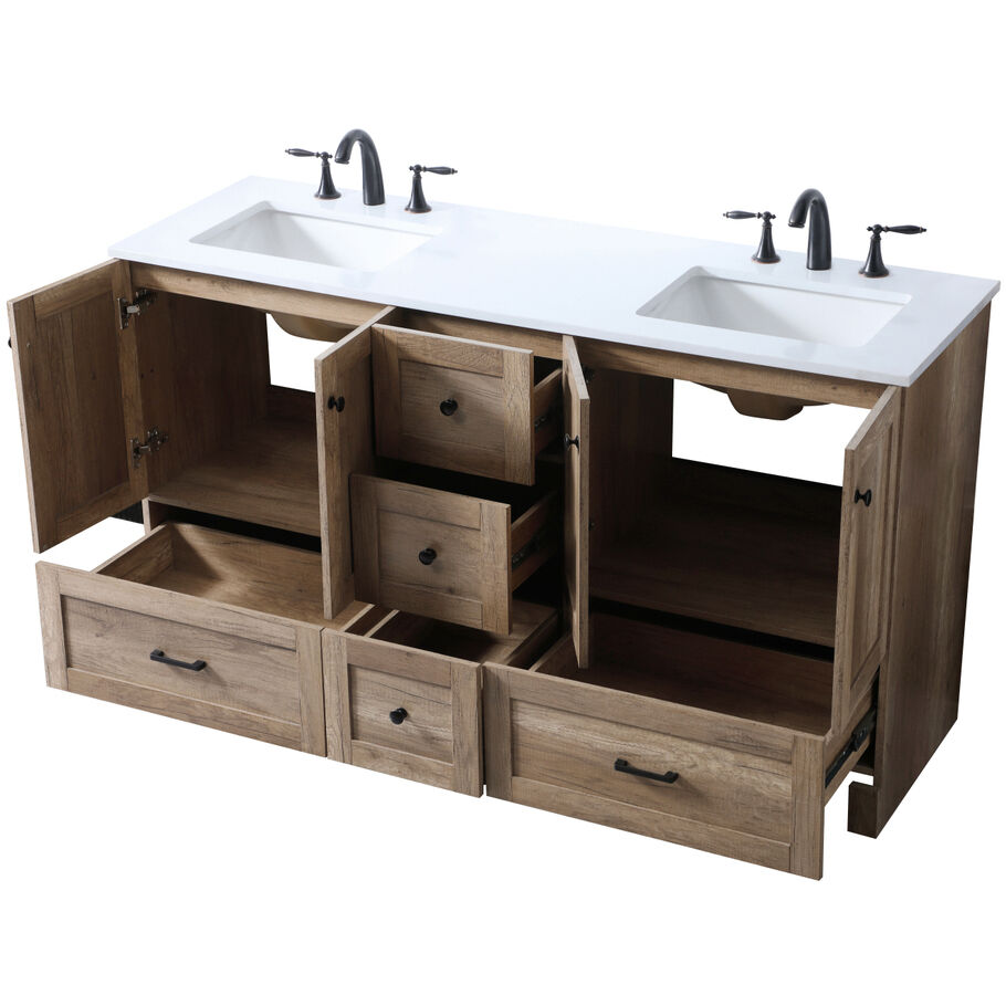 Soma 60 X 19 X 34 inch Natural Oak Vanity Sink Set in 2