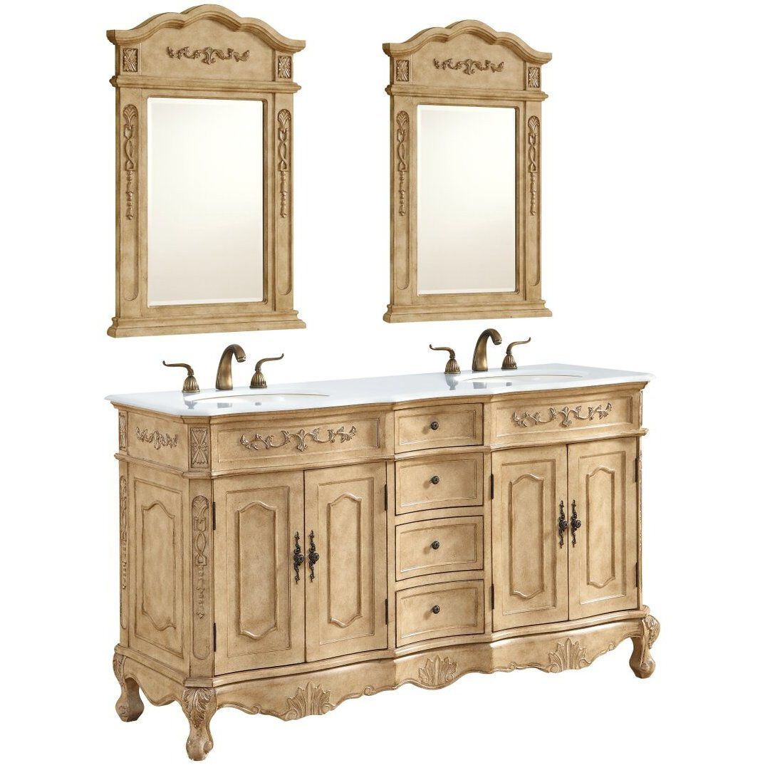 Danville 60 X 21 X 36 inch Antique Beige Vanity Sink Set