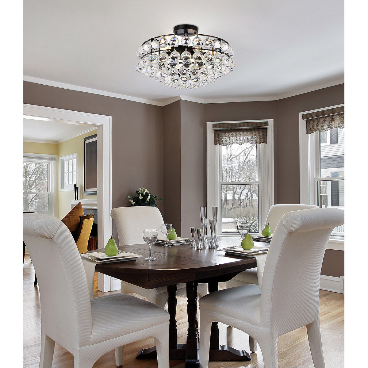 Elegant Lighting 1107F18BK Savannah 5 Light 18 inch Black Flush Mount Ceiling Light