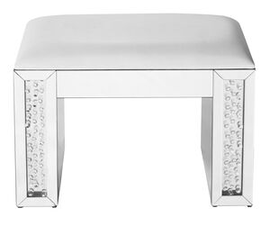 Modern 19 inch Clear Mirror and Crystal Vanity stool