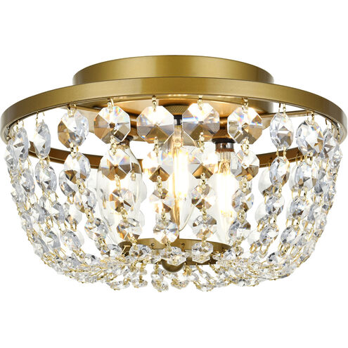 Cora 3 Light 10 inch Brass Flush Mount Ceiling Light
