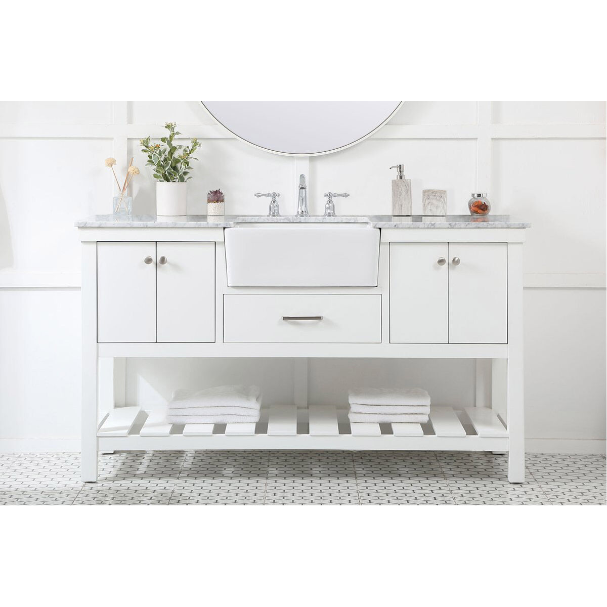 Clement 60 X 22 X 34 inch White Bathroom Vanity Cabinet