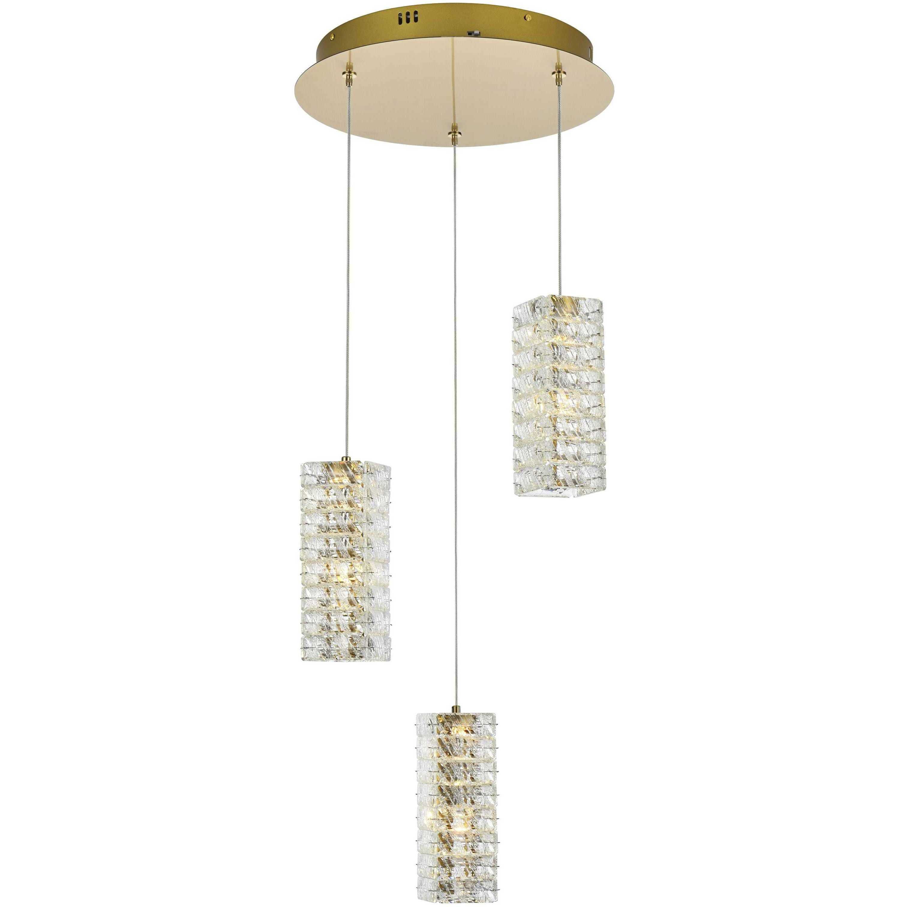 Aston 3 Light 16 inch Satin Gold Pendant Ceiling Light