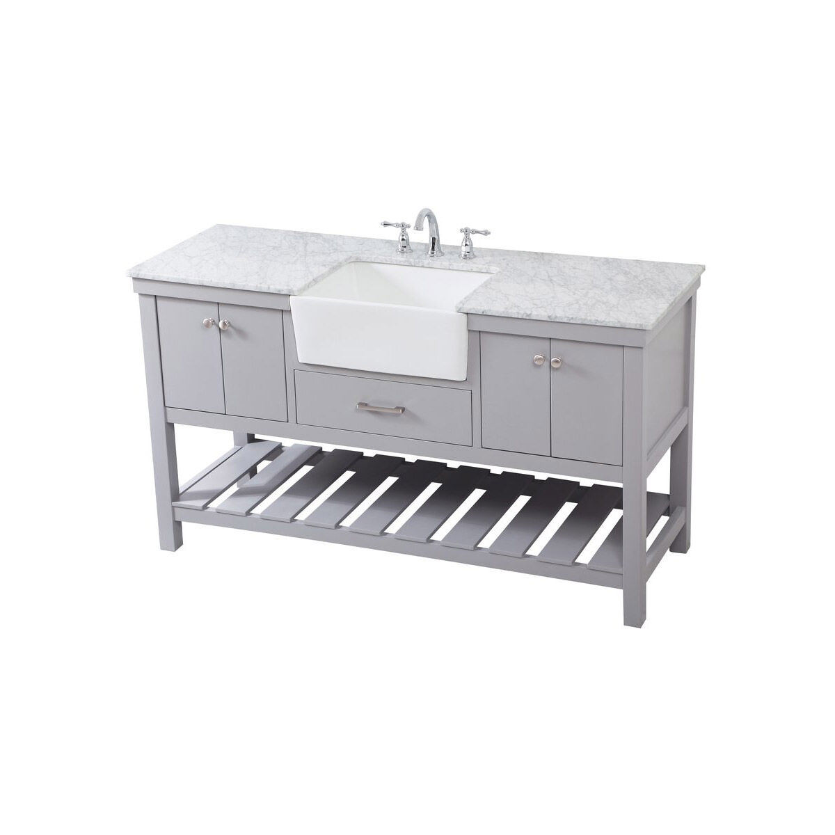 Clement 60 X 22 X 34.13 inch Grey Bathroom Vanity Cabinet