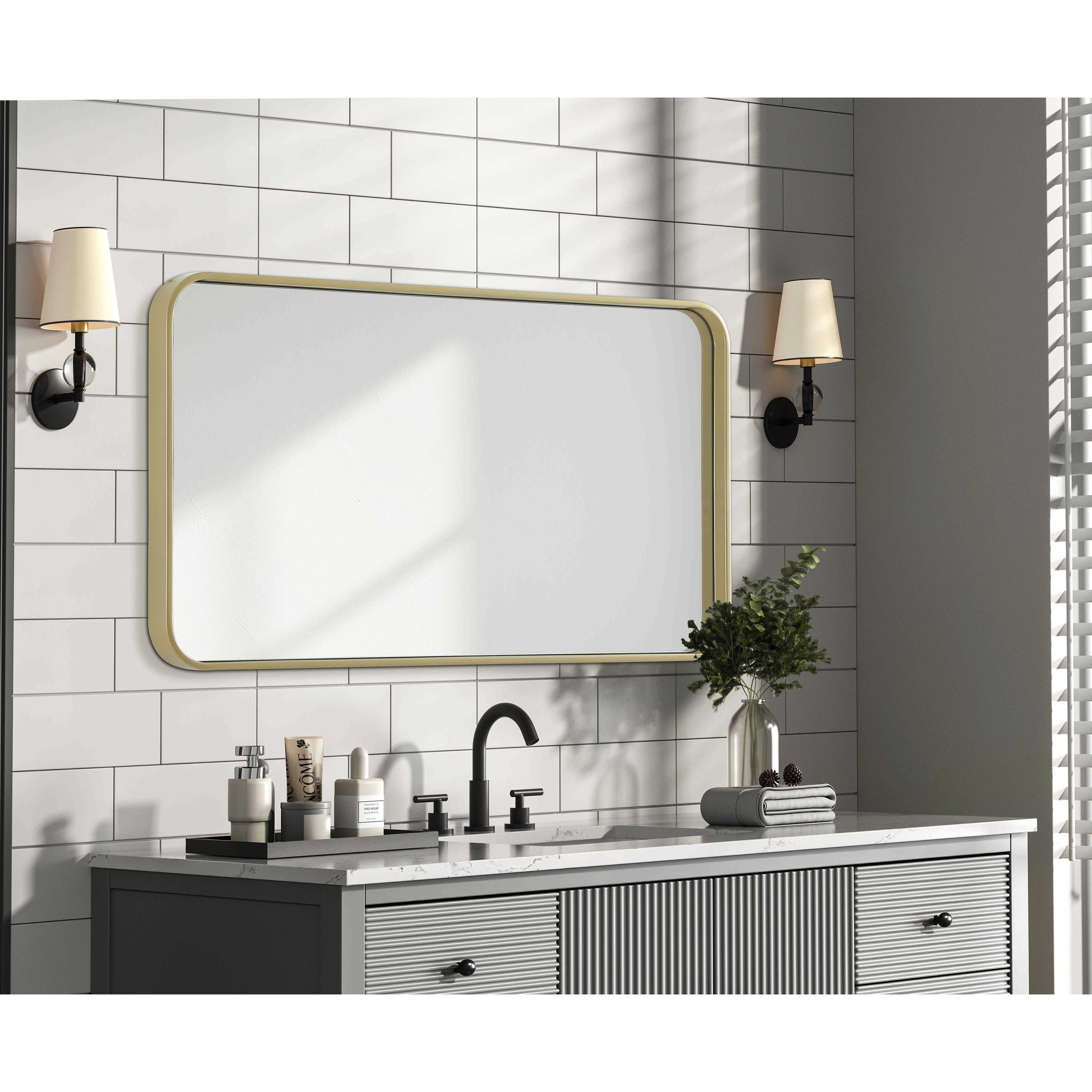 Remy 36 X 20 inch Brass Mirror