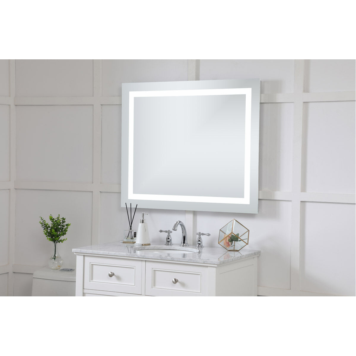 Nova 36 X 30 inch Silver Lighted Wall Mirror