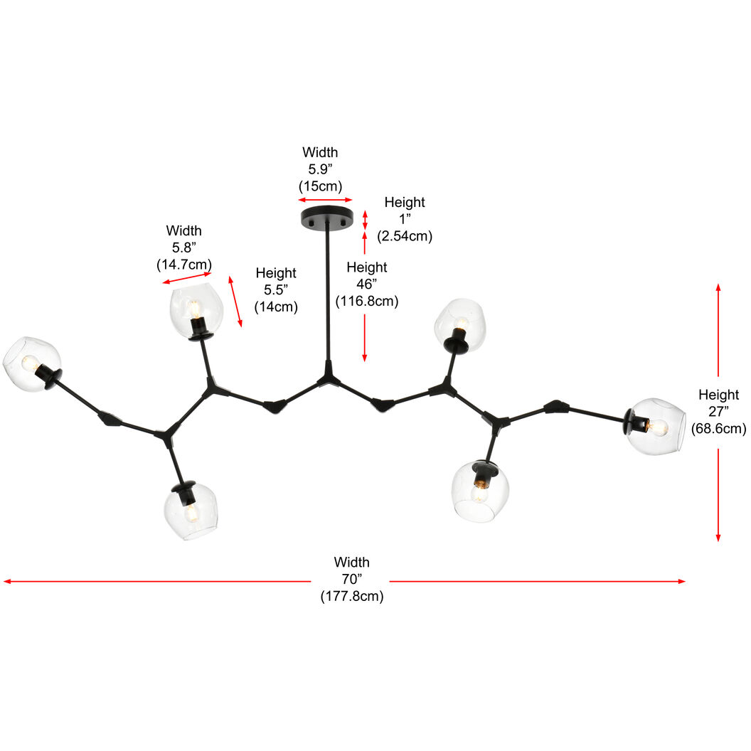 Cavoli 6 Light 27 inch Black Chandelier Ceiling Light