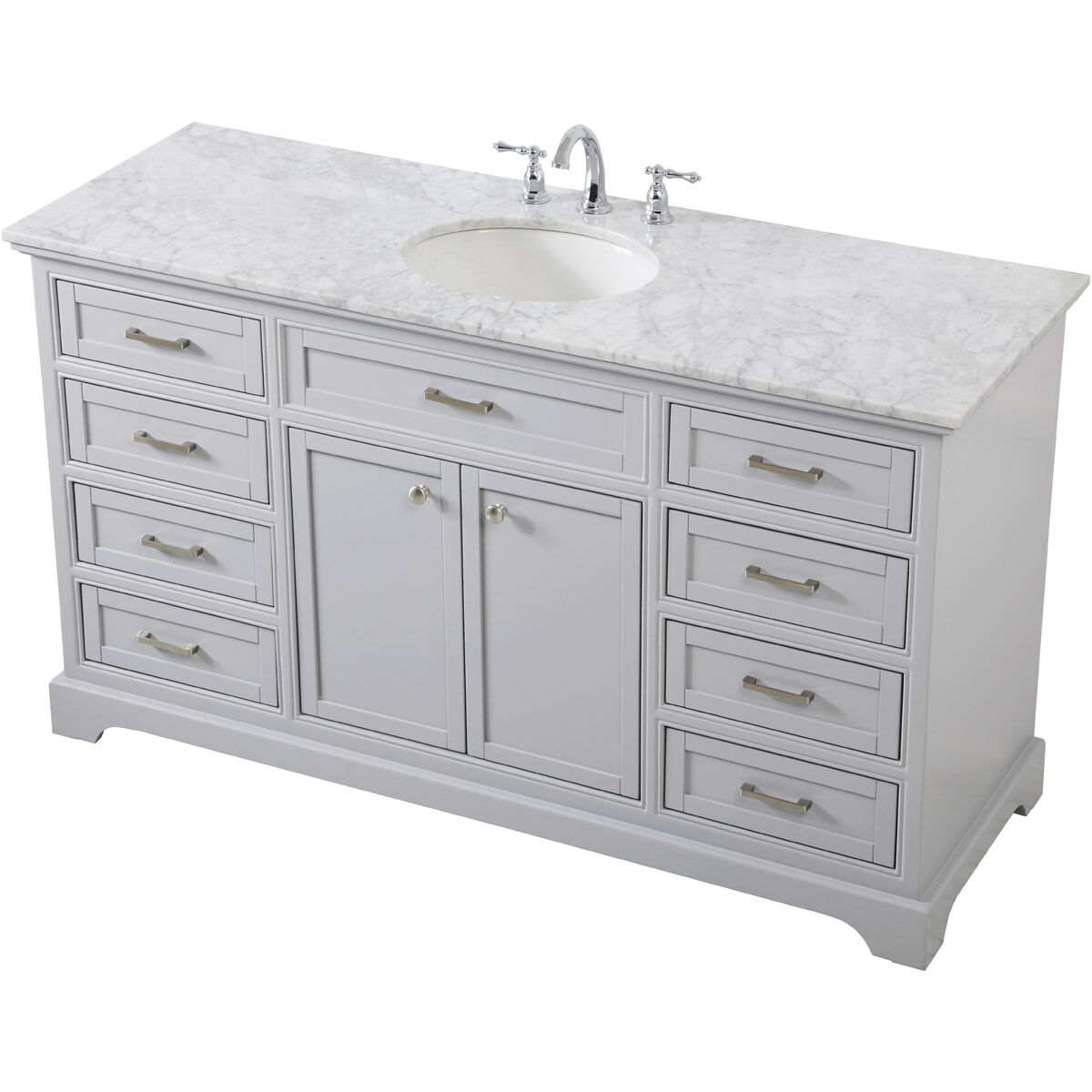 Americana 60 X 21.5 X 35 inch Grey Vanity Sink Set in Gray