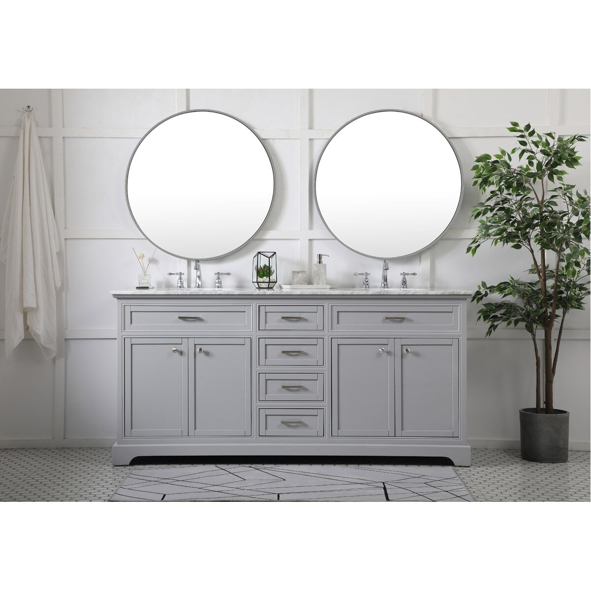 Americana 72 X 21.5 X 35 inch Grey Vanity Sink Set in Gray