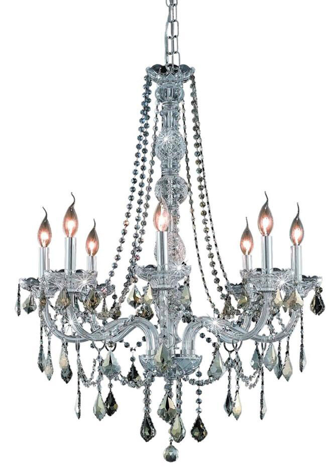 Verona 8 Light 28 inch Chrome Dining Chandelier Ceiling Light in Golden Teak, Royal Cut