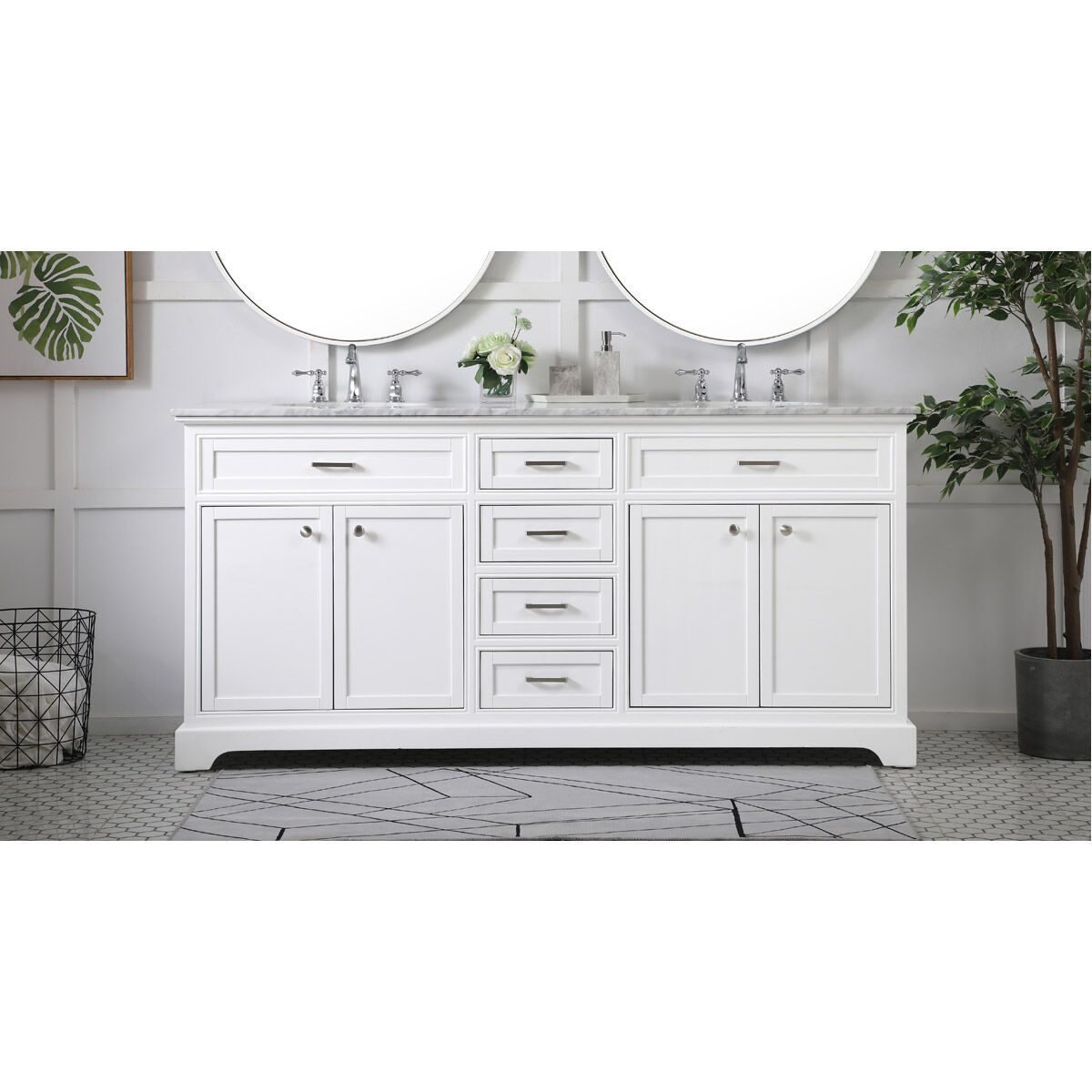 Americana 72 X 22 X 35 inch White Vanity Sink Set