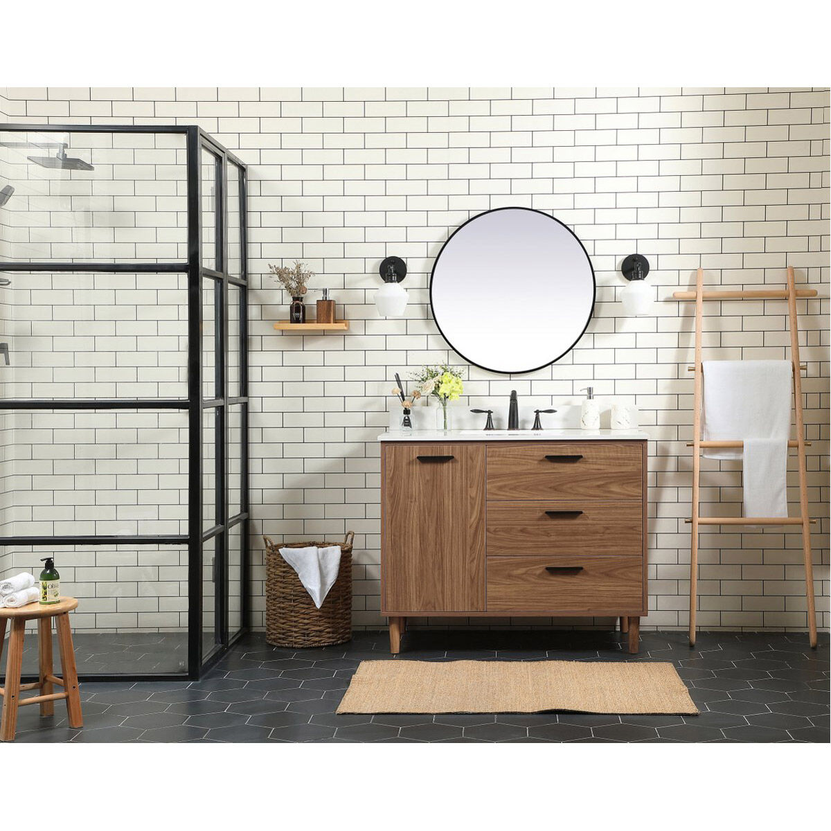 Baldwin 42 X 22 X 34 inch Walnut Brown Vanity Sink Set