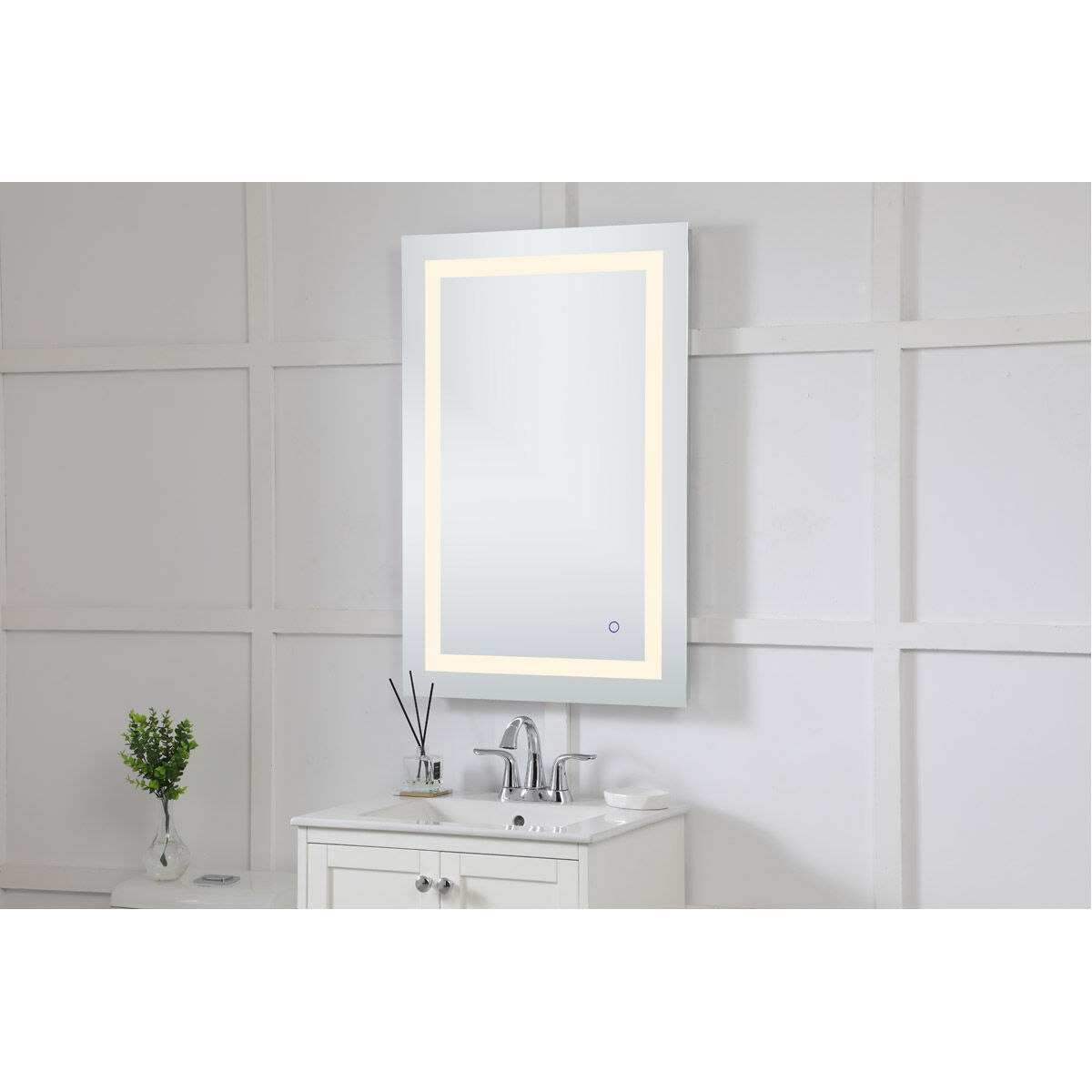 Helios 36 X 24 inch Silver Lighted Wall Mirror