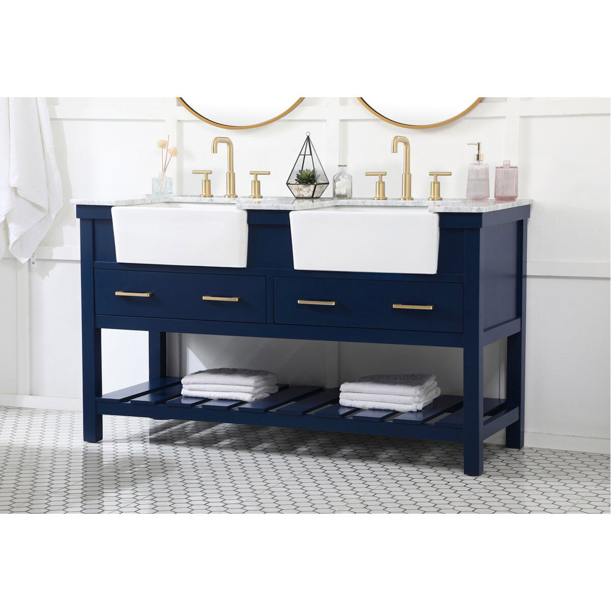 Clement 60 X 22 X 34 inch Blue Bathroom Vanity Cabinet