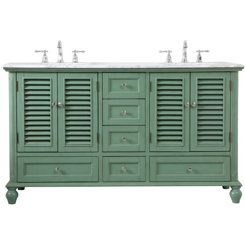 Rhodes 60 X 60 X 35 inch Vintage Mint and Brushed Nickel Vanity Sink Set