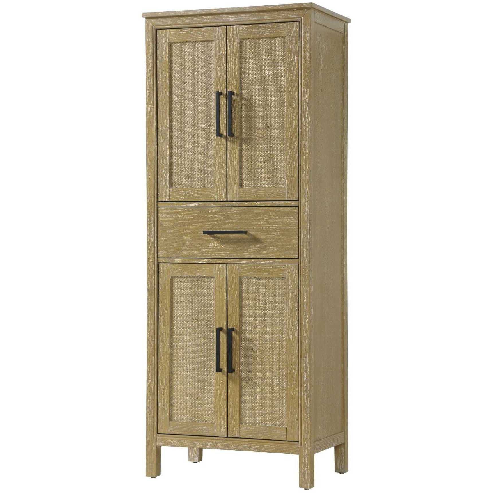 Alina Linen Oak Bathroom Storage Cabinet