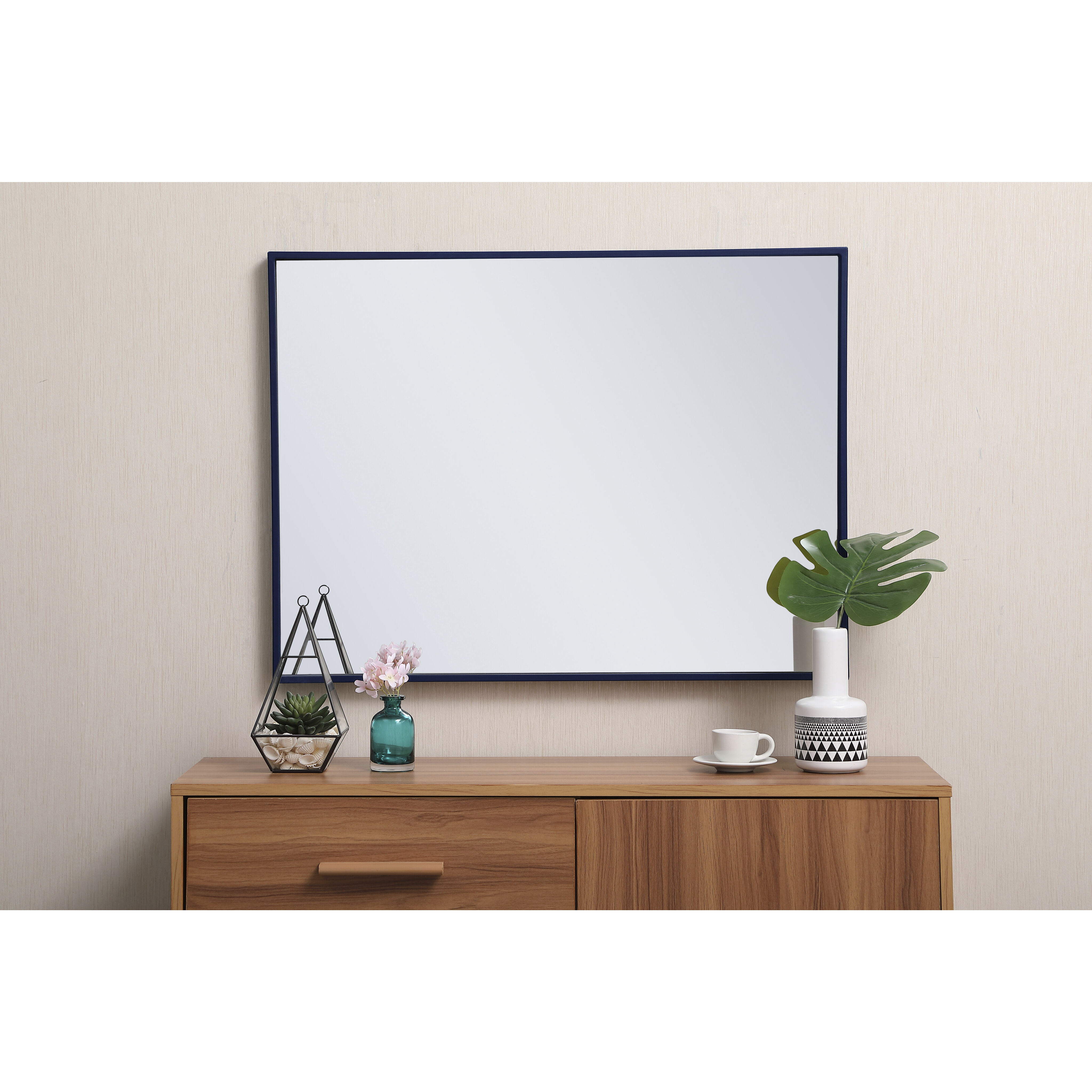 Elegant Metal Frame Rectangle Mirror 24x 32 in. in Blue MR4071BL