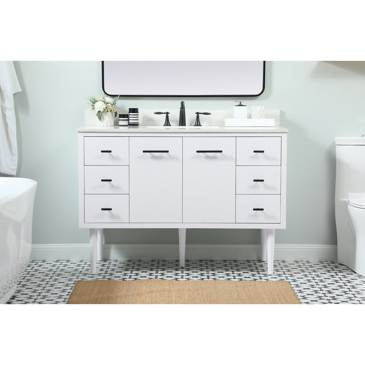 Cyrus 48 X 22 X 33.5 inch White Vanity Sink Set in Included