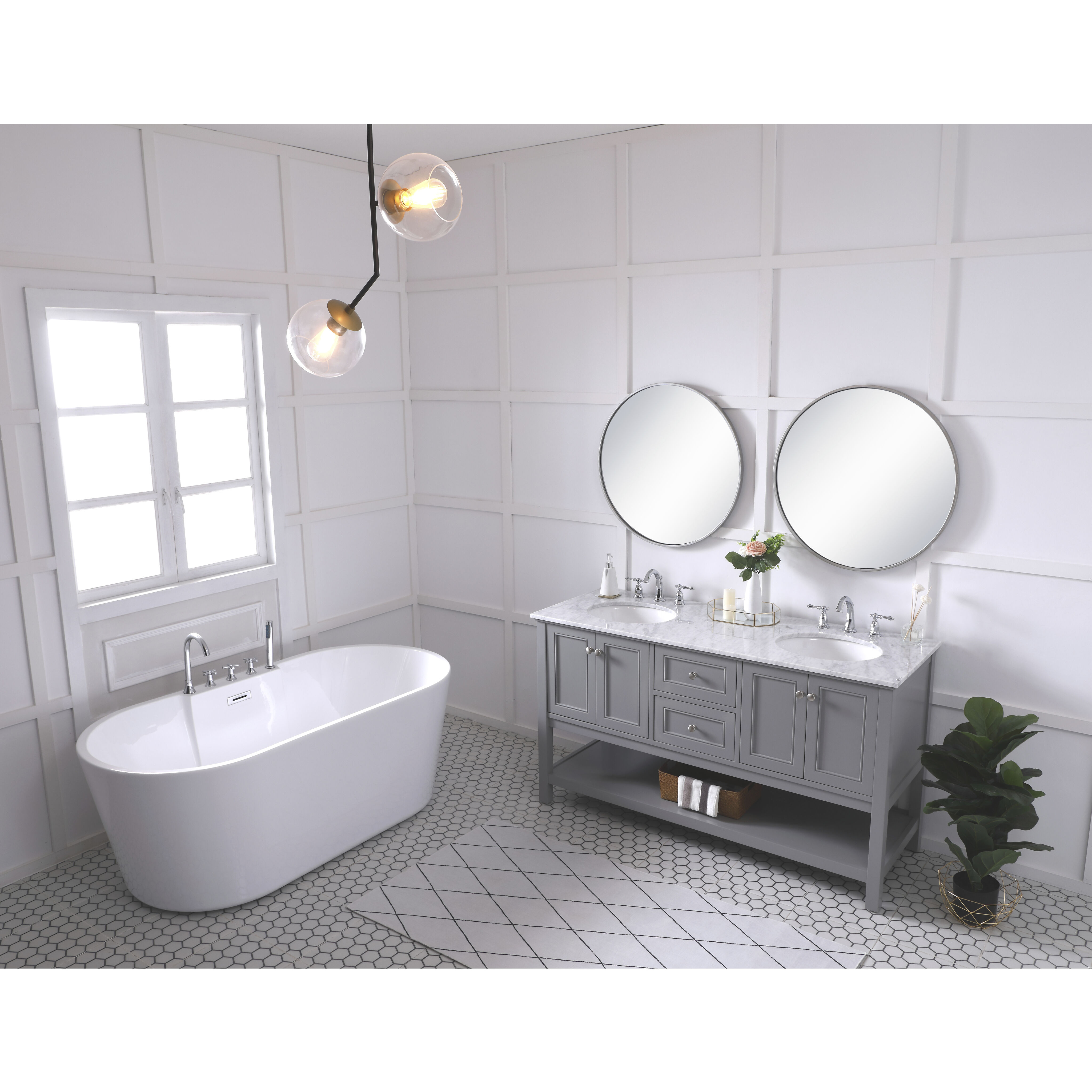 Metropolis 60 X 22 X 34 inch Grey Vanity Sink Set