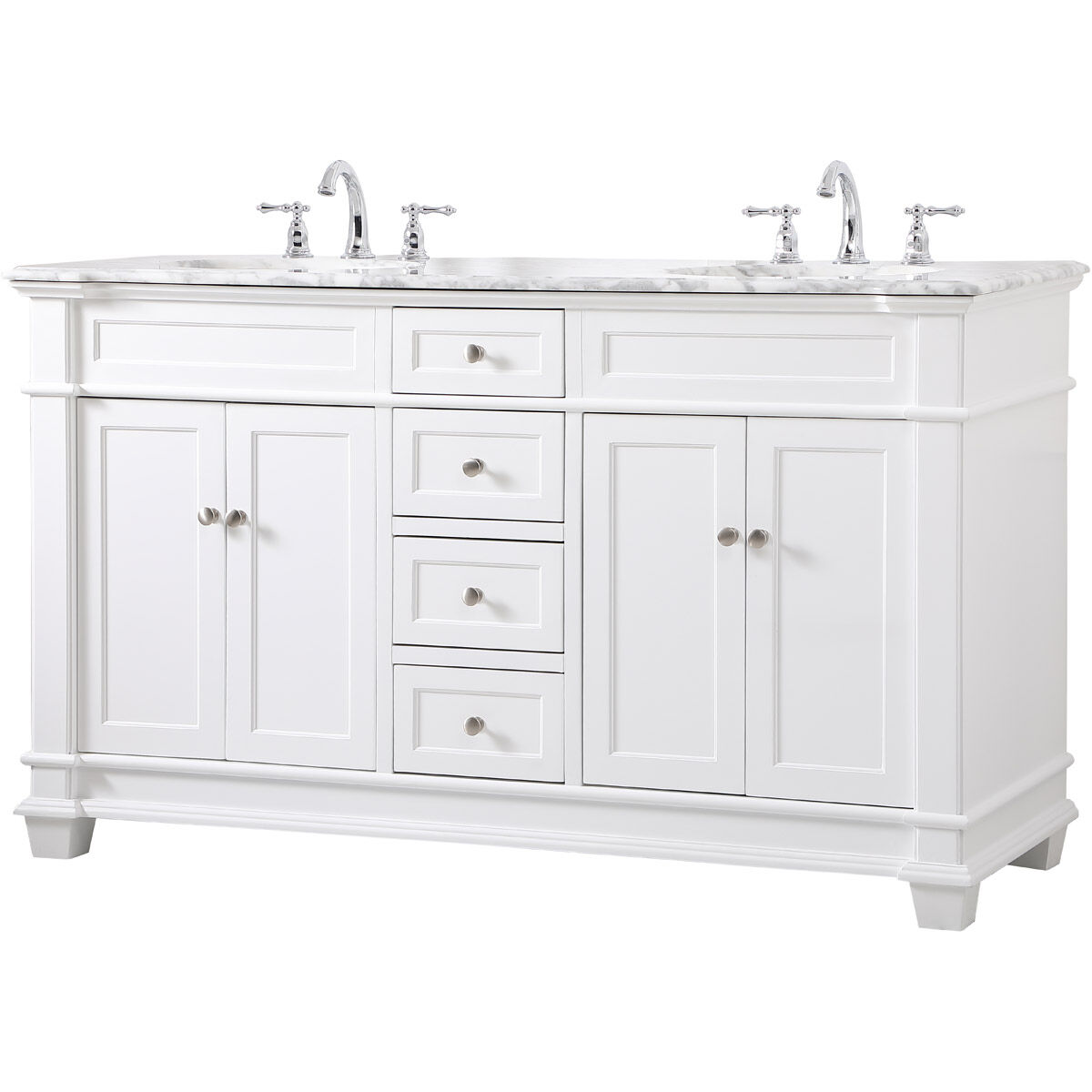 Wesley 60 X 21.5 X 35 inch White Vanity Sink Set