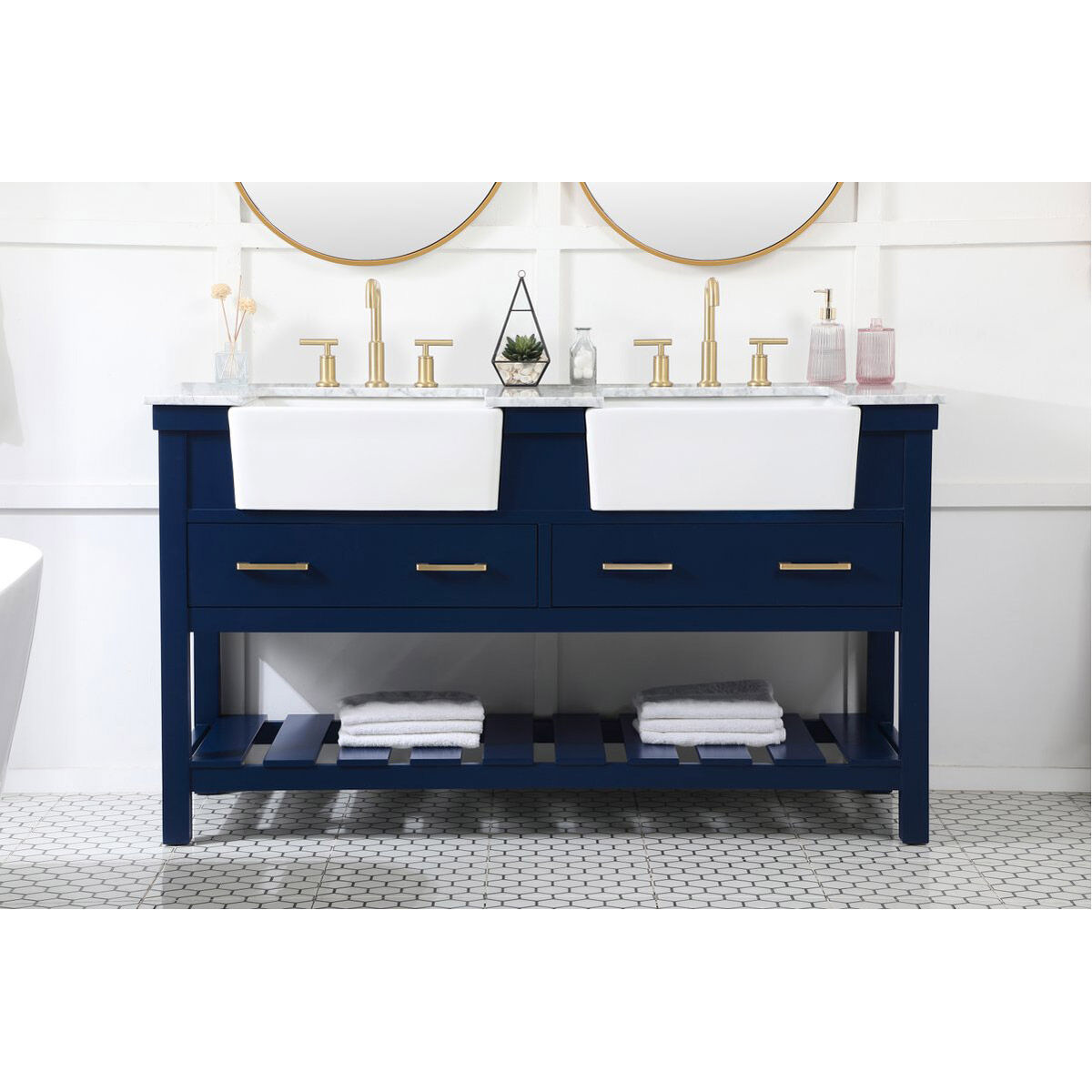 Clement 60 X 22 X 34 inch Blue Bathroom Vanity Cabinet