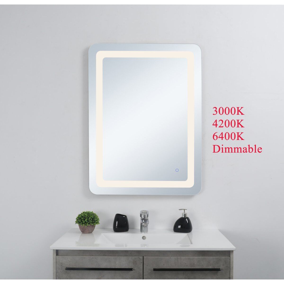 Genesis 36 X 27 inch Glossy White LED Mirror