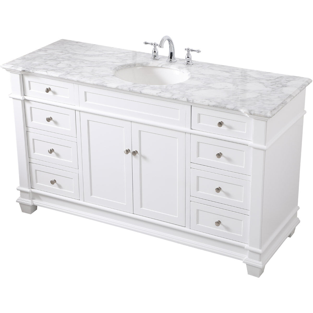Wesley 60 X 22 X 35 inch White Vanity Sink Set