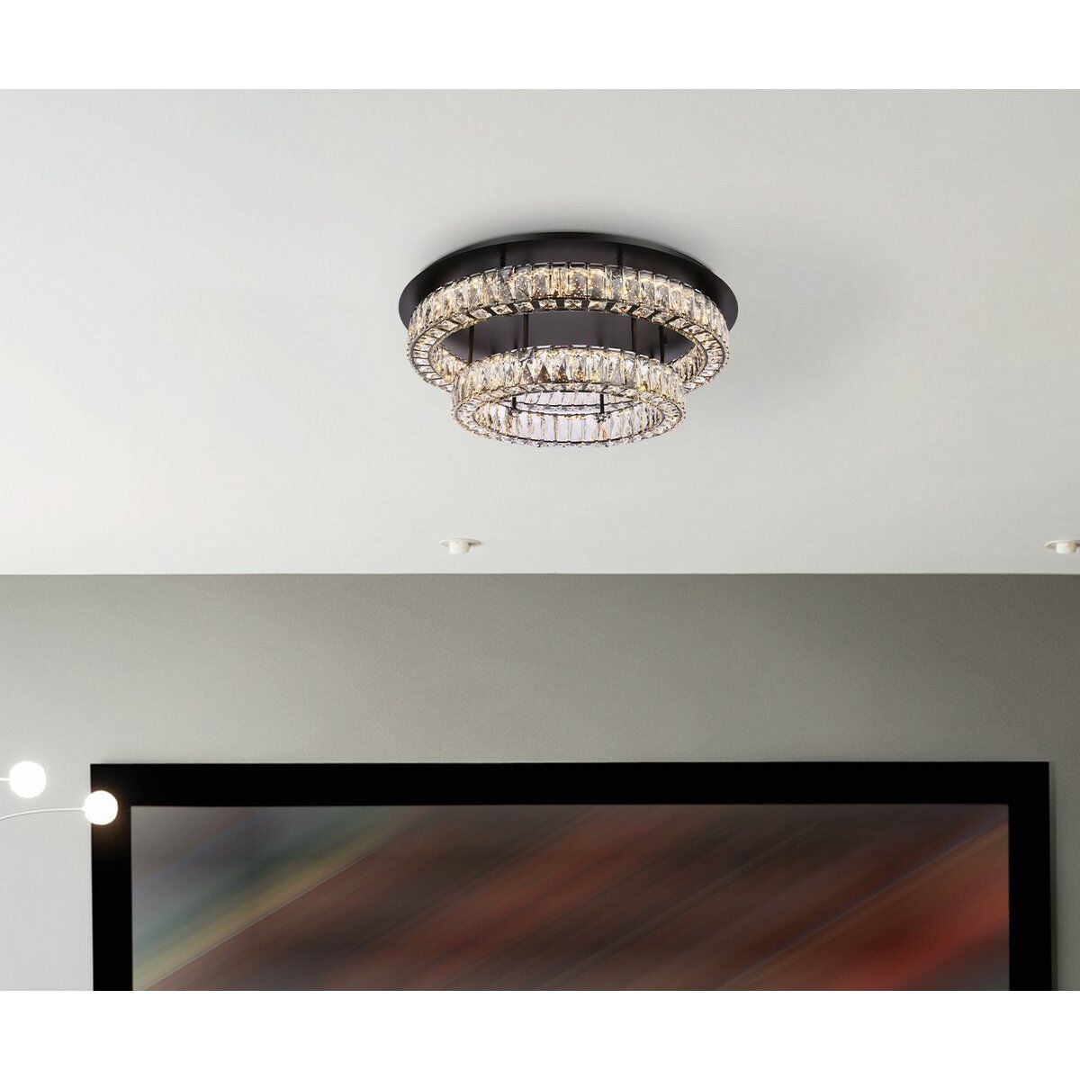Monroe 2 Light 30 inch Black Flush Mount Ceiling Light