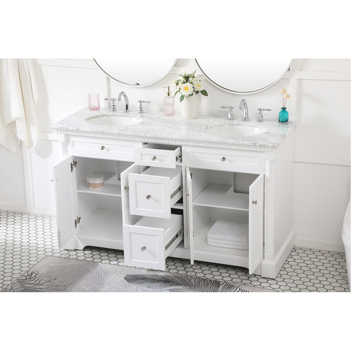 Clarence 60 X 22 X 35 inch White Vanity Sink Set