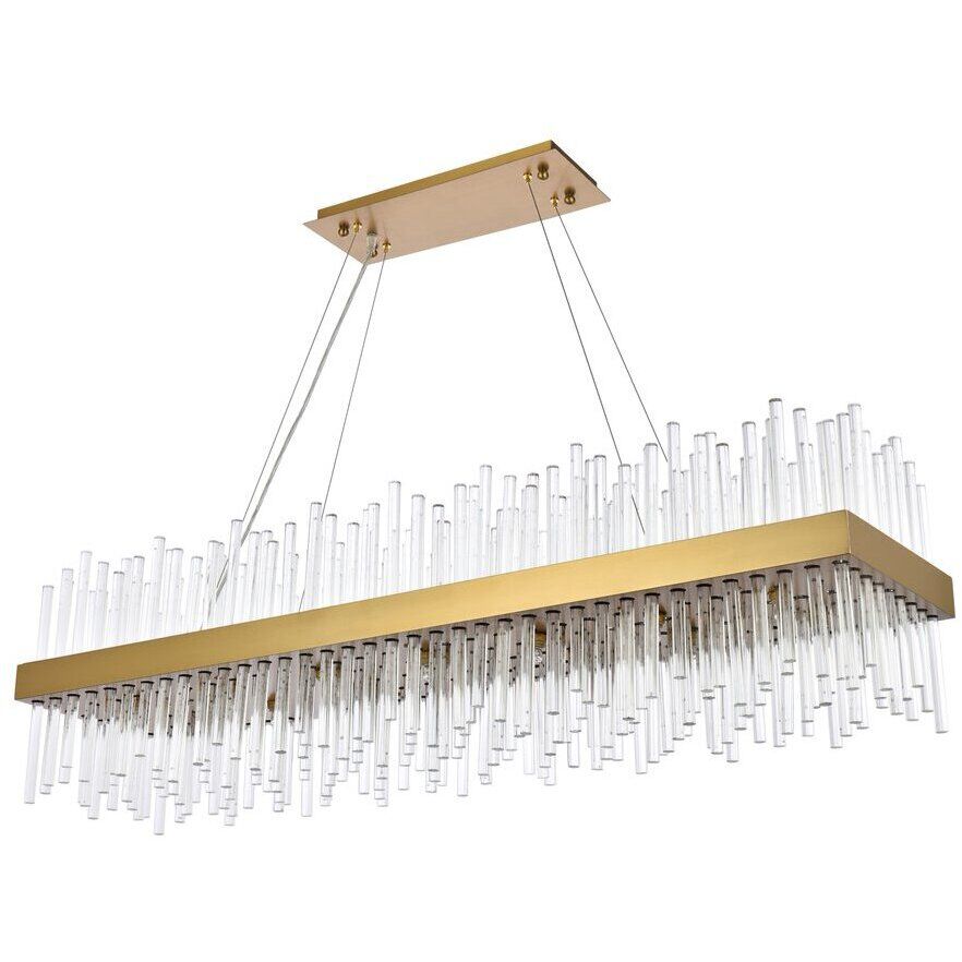 Dallas 28 Light 48 inch Satin Gold Linear Chandelier Ceiling Light