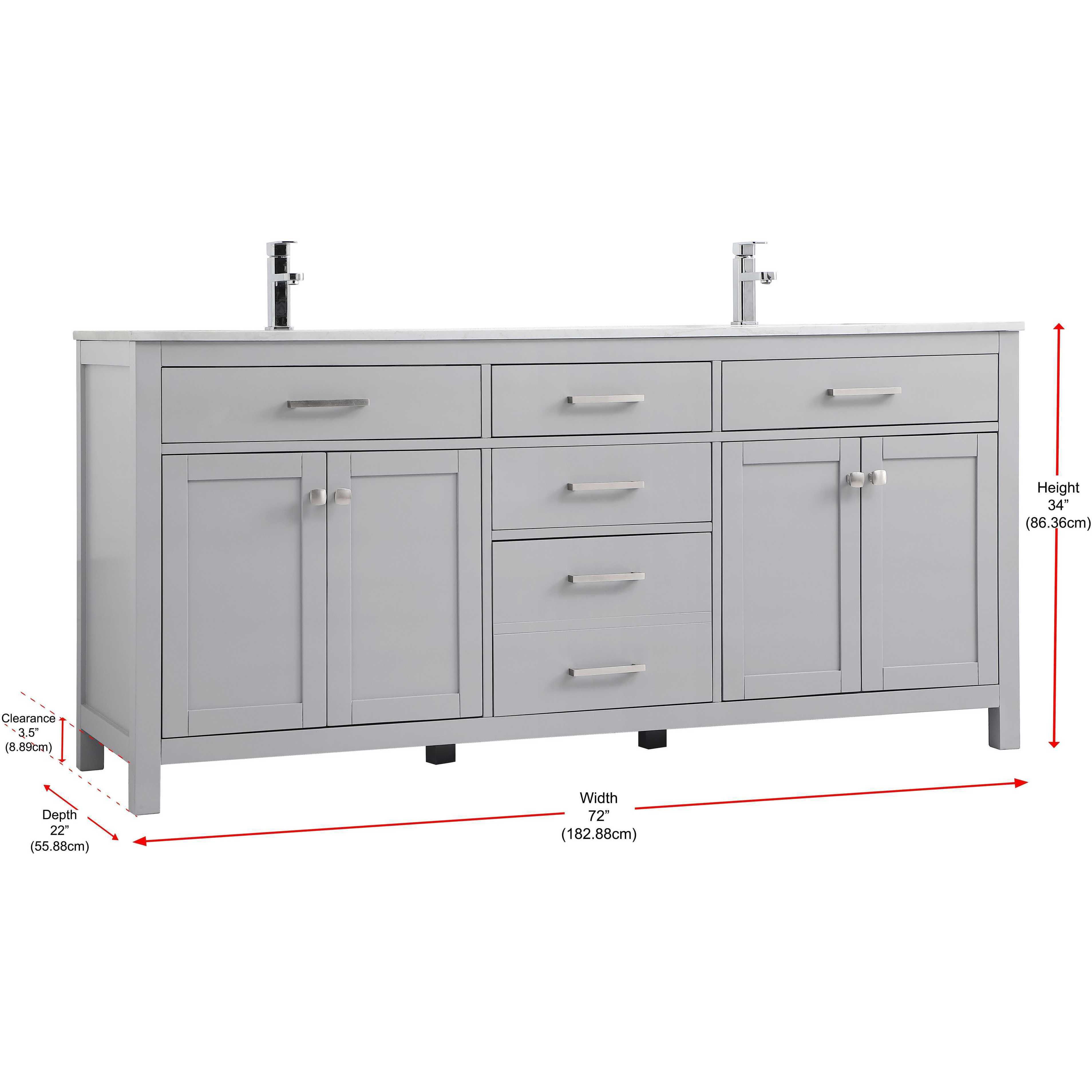 Lewis 72 X 22 X 34 inch Grey Vanity Sink Set