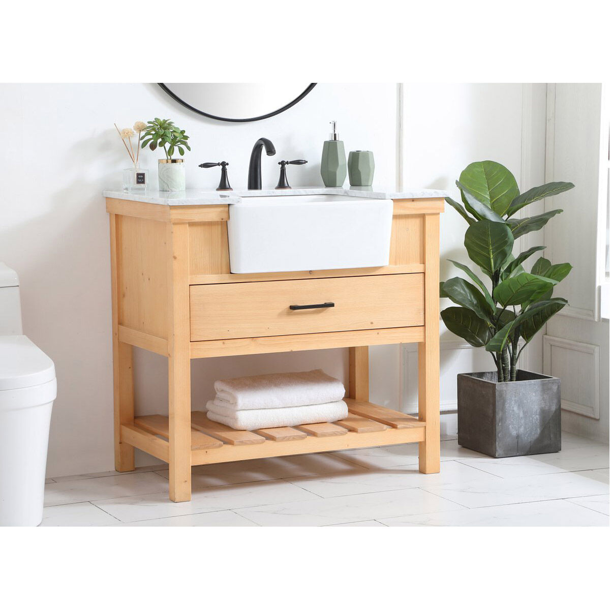 Clement 36 X 22 X 34.13 inch Natural Wood Bathroom Vanity Cabinet