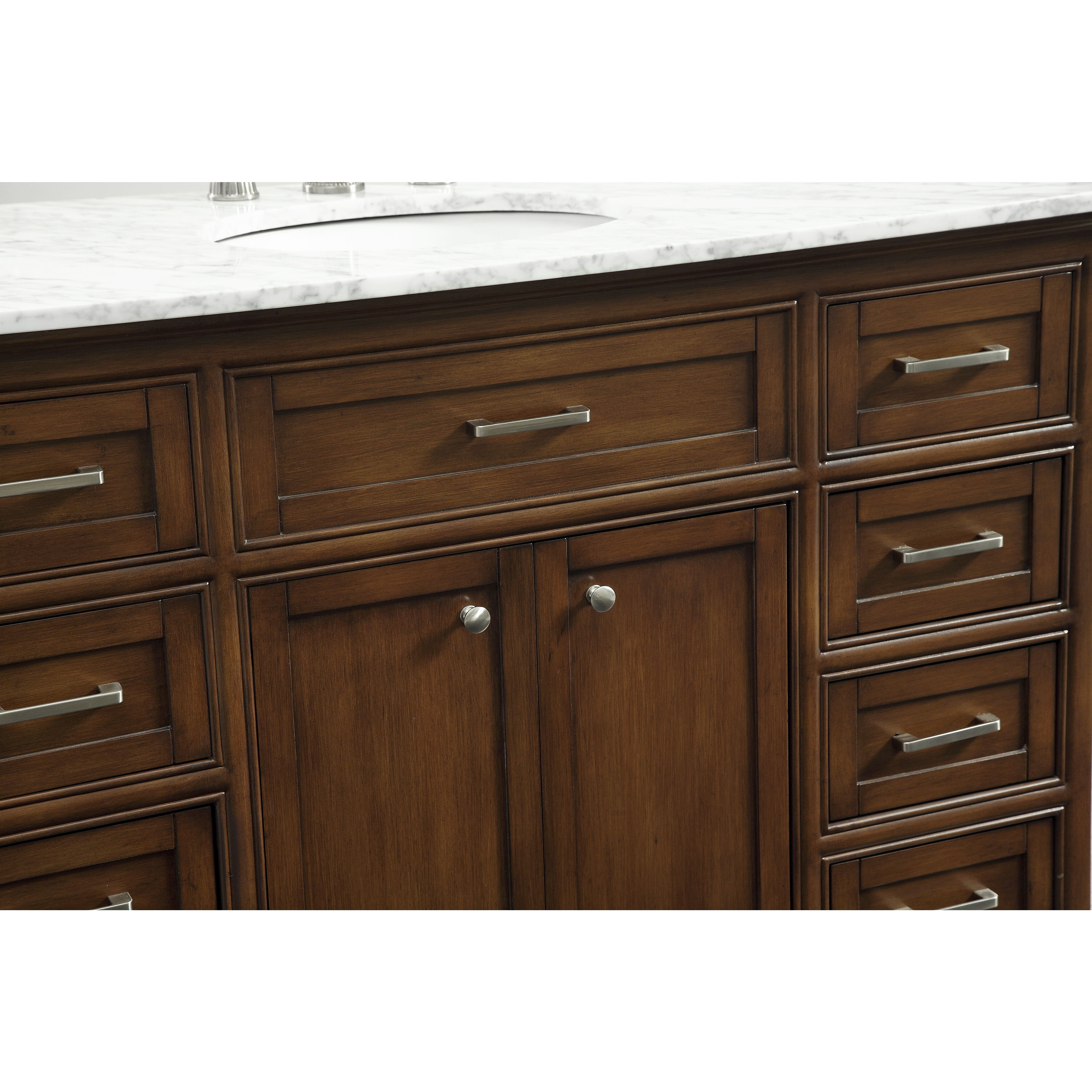 Americana 48 X 35 inch Teak with Carrara White Marble Vanity Set