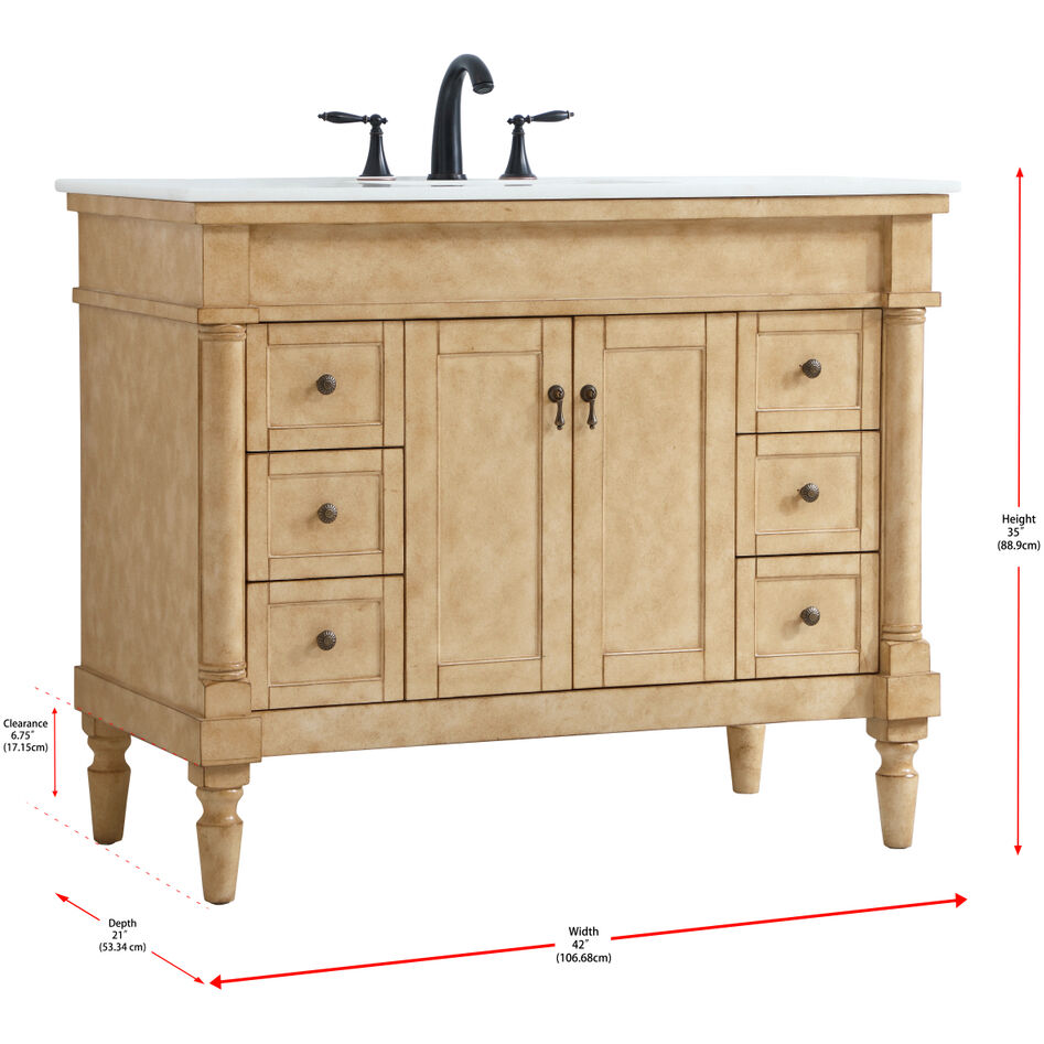 Lexington 42 X 21.5 X 35 inch Antique Beige Vanity Sink Set