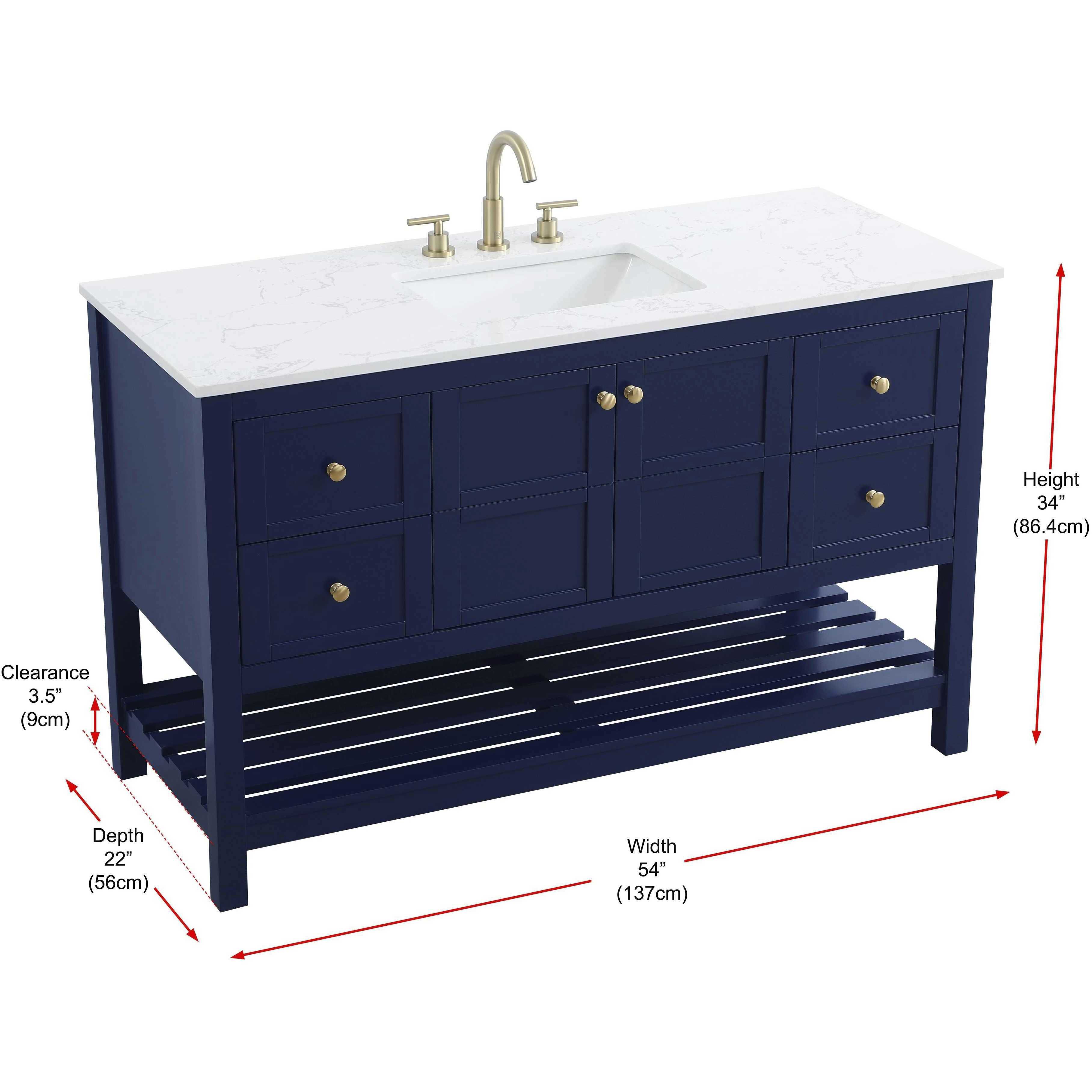 Theo 54 X 34 inch Blue Bathroom Vanity Cabinet