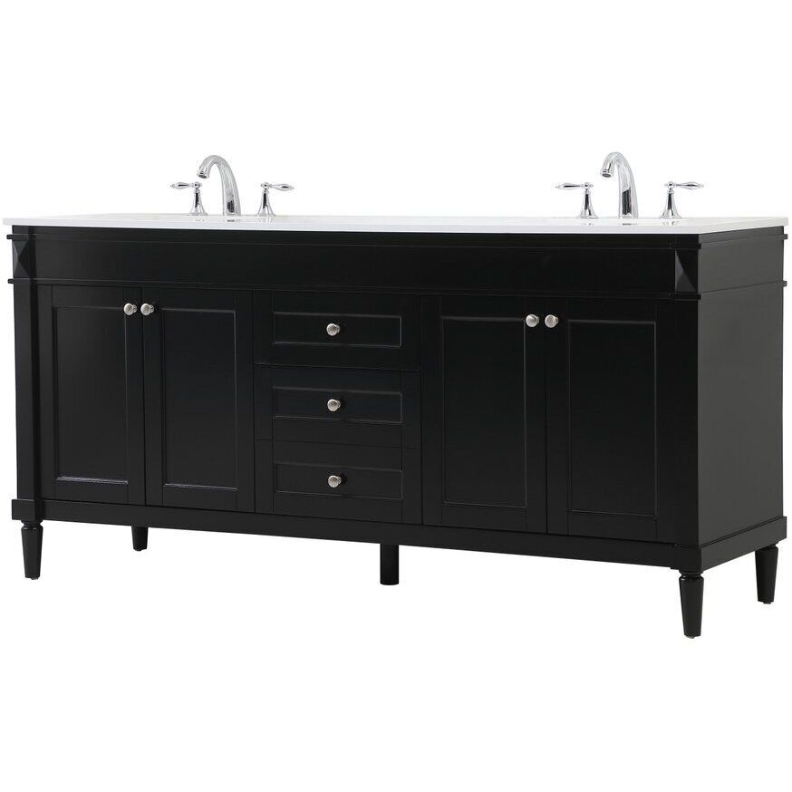 Bennett 72 X 21 X 35 inch Black Vanity Sink Set