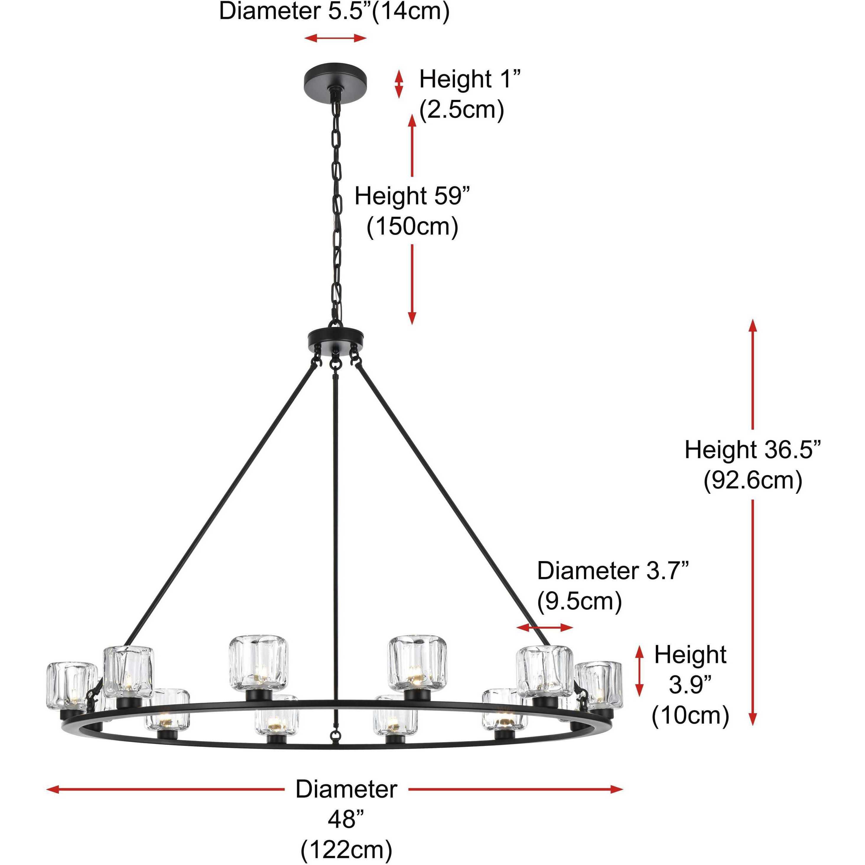 Cadence 12 Light 48 inch Black Chandelier Ceiling Light