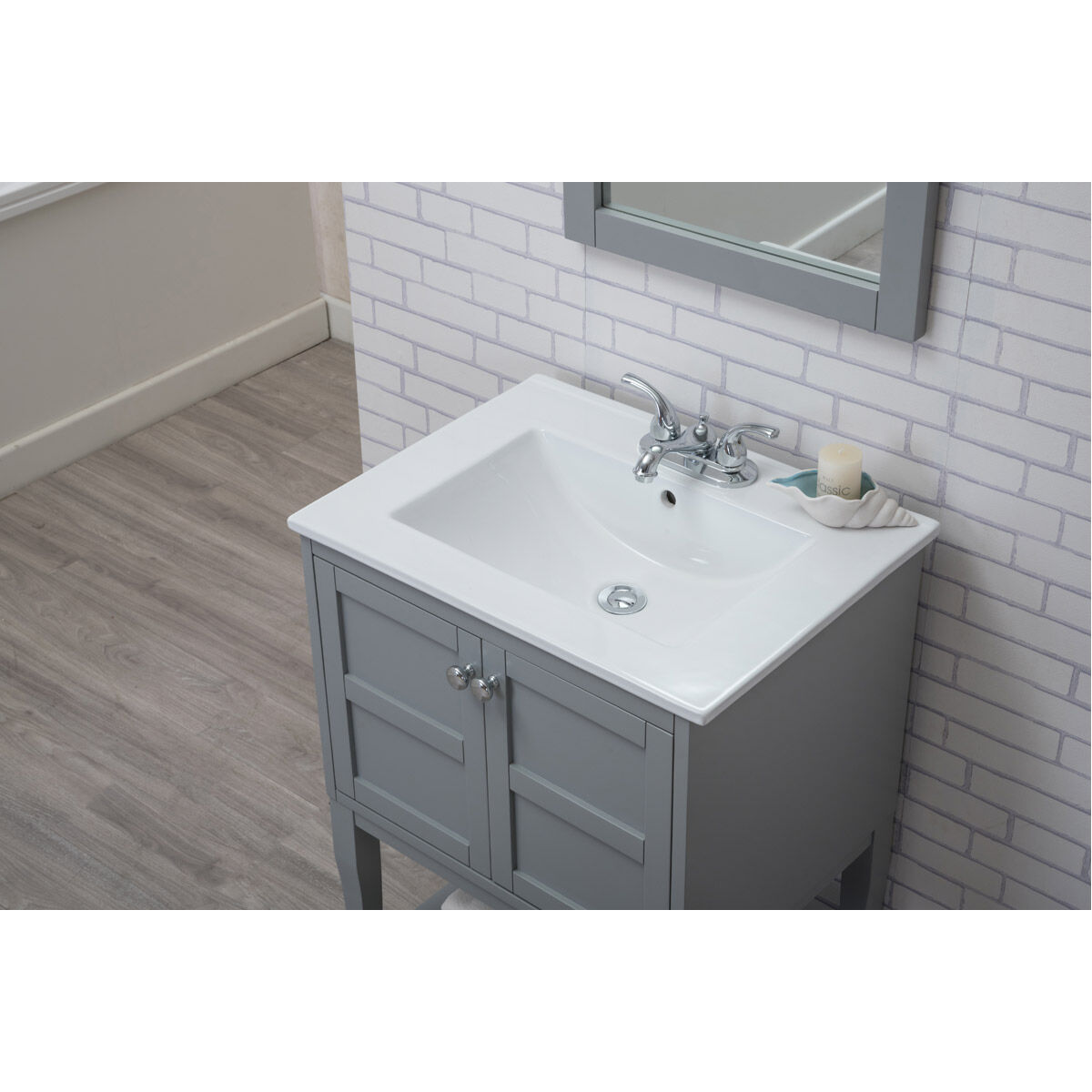 Mason 24 X 33 inch Grey and Chrome Vanity Set