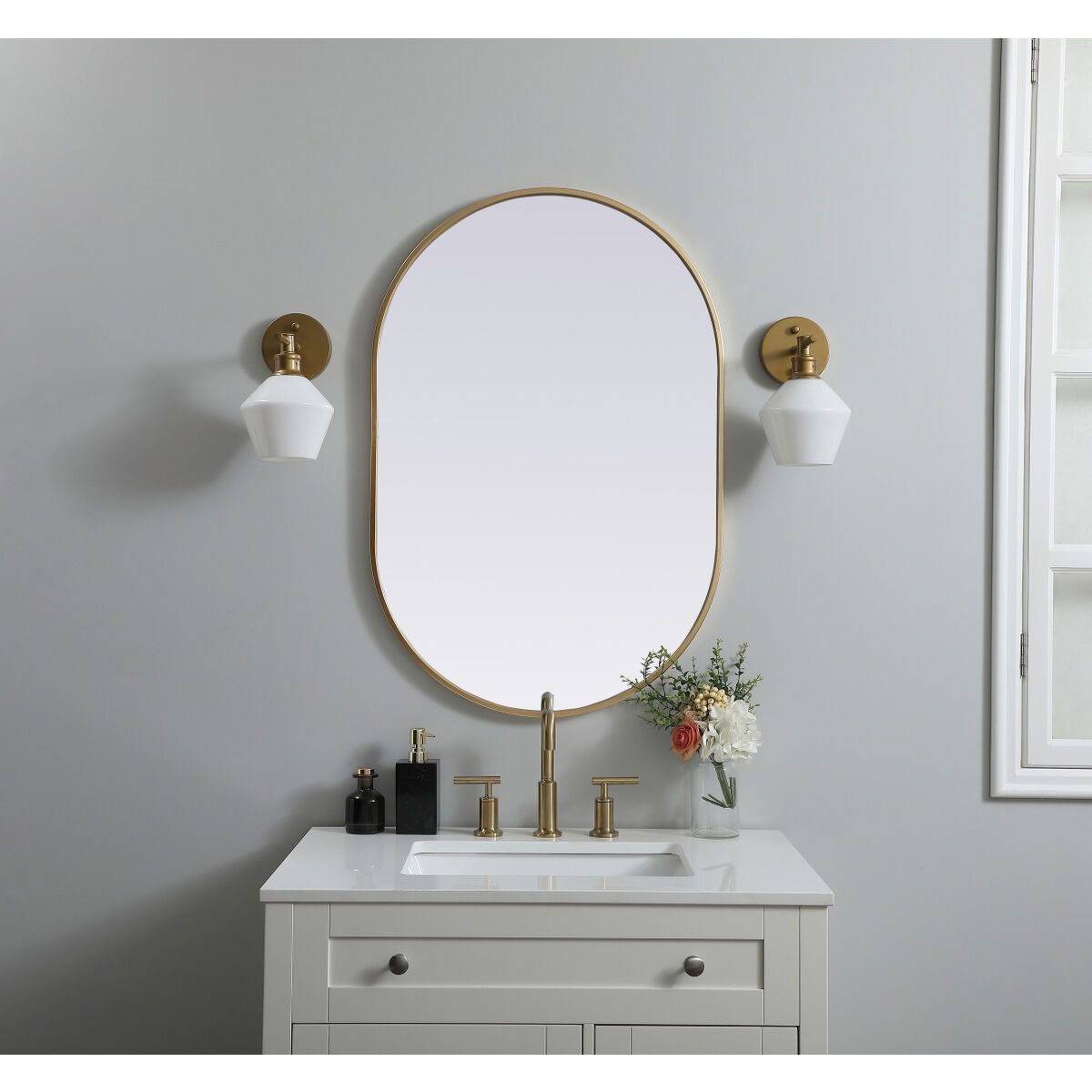 Asha 36 X 24 inch Brass Mirror in 24 x 36