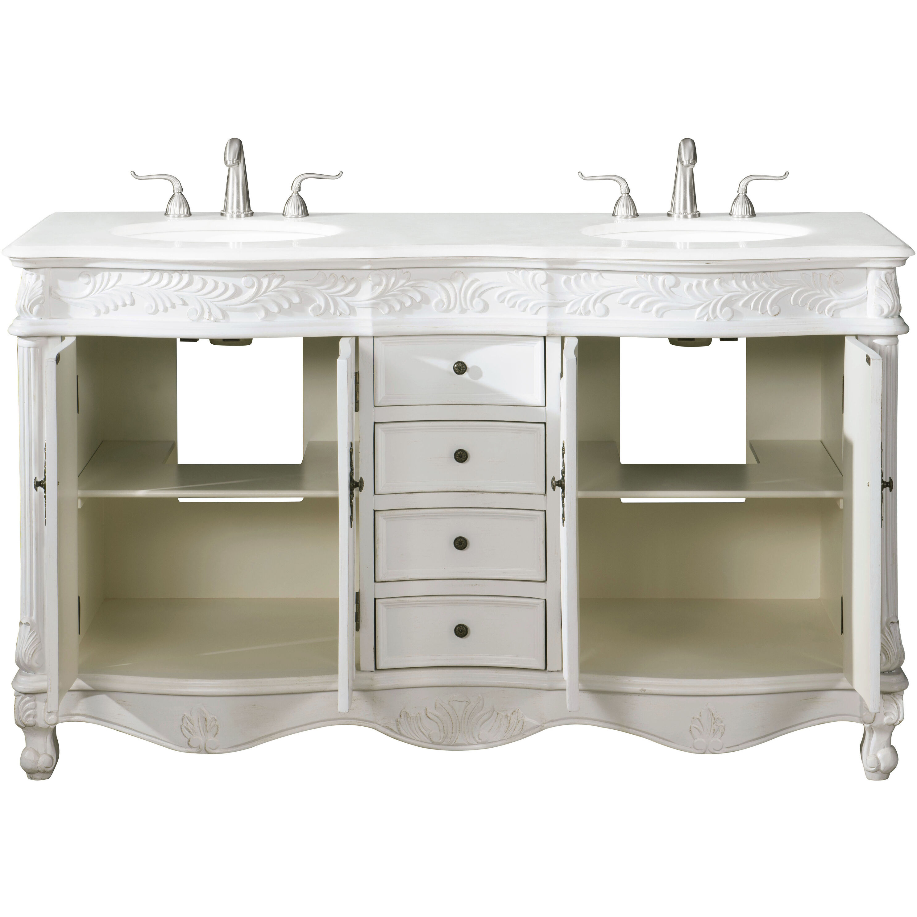 Windsor 60 X 22 X 36 inch Antique White Vanity Sink Set