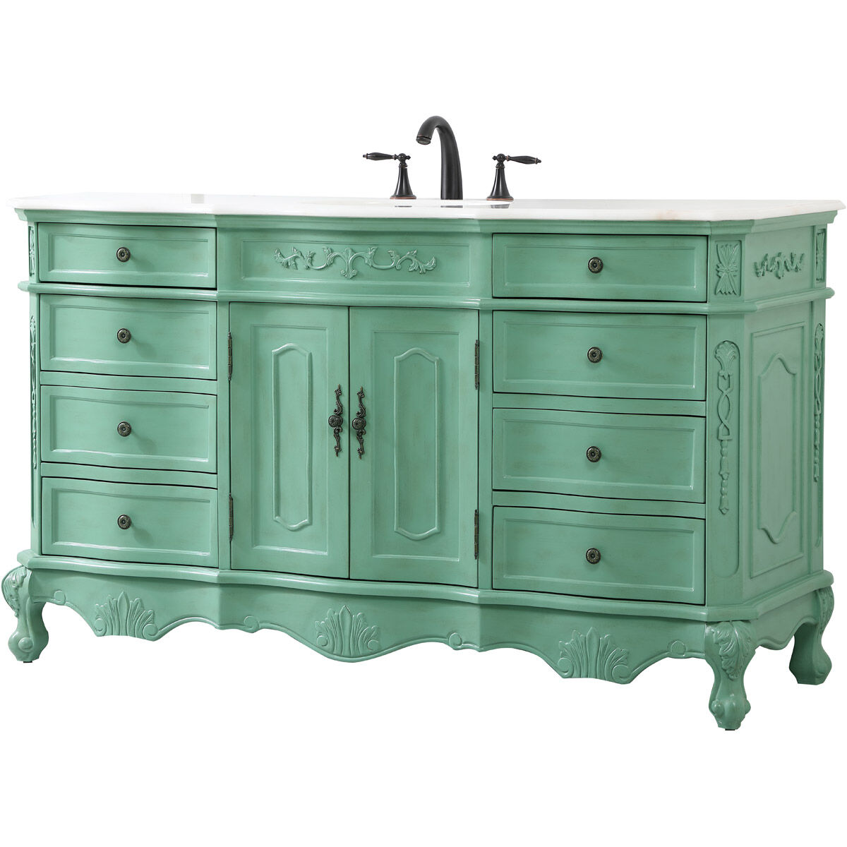 Danville 60 X 21 X 36 inch Vintage Mint Vanity Sink Set