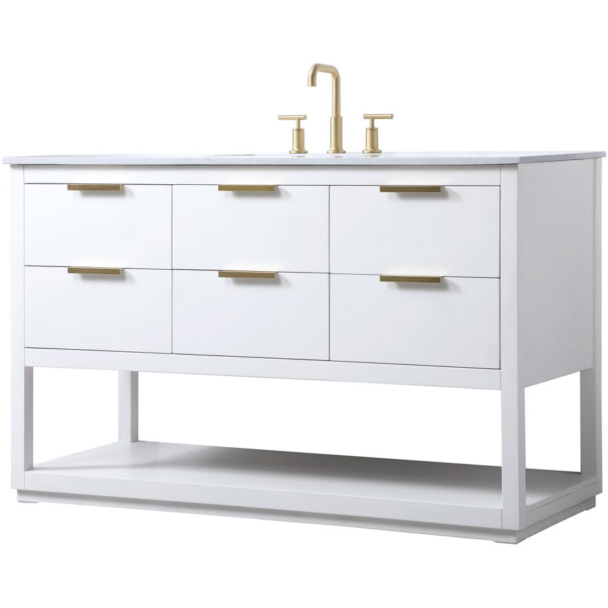 Larkin 54 X 22 X 34 inch White Vanity Sink Set