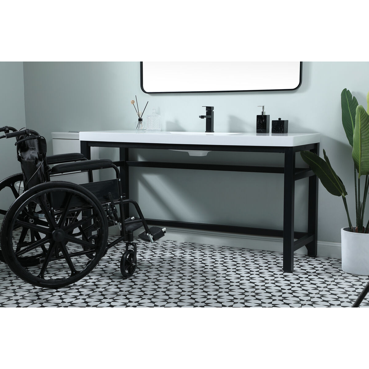 Raya 60 X 22 X 32 inch Black Vanity Sink Set