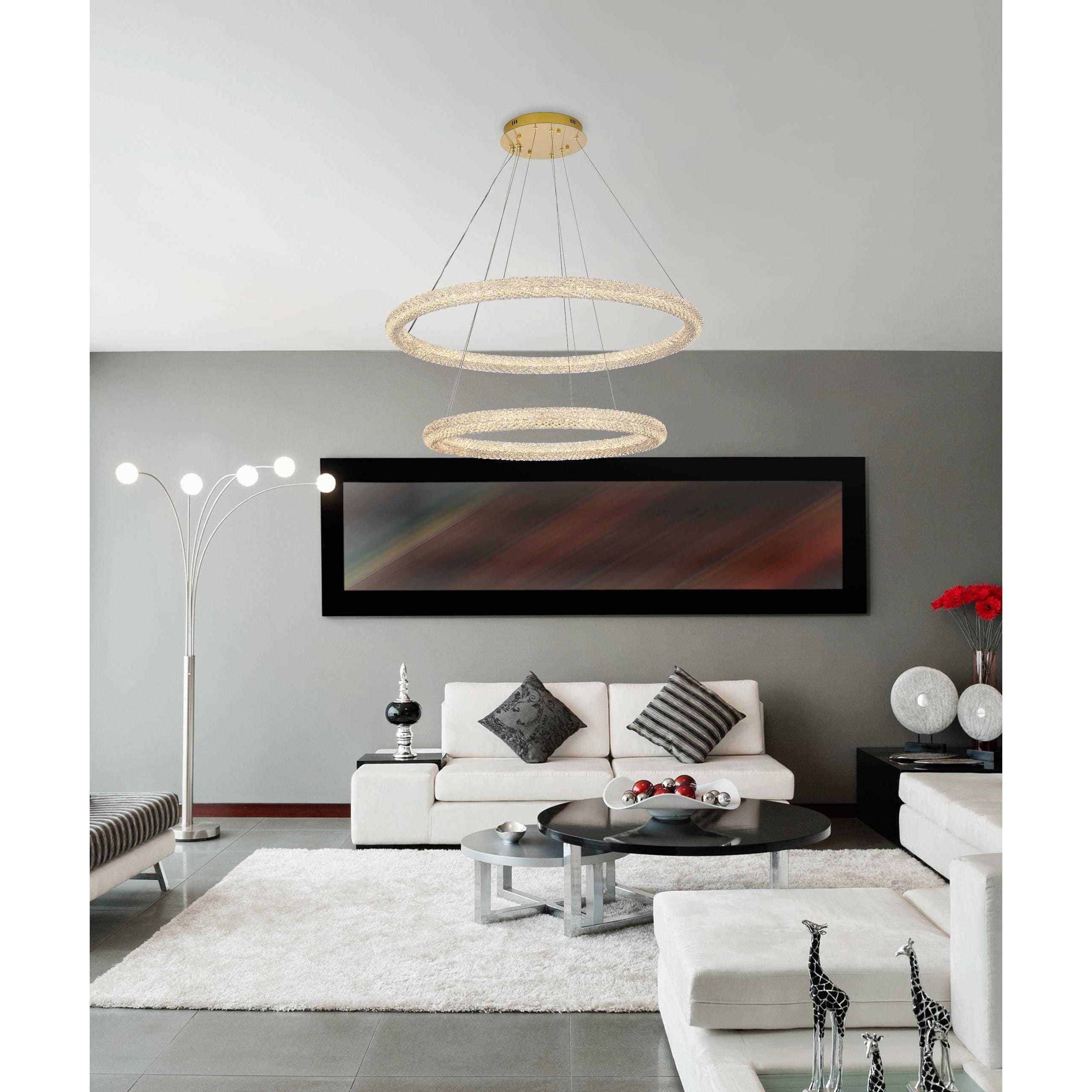 Bowen 2 Light 42 inch Satin Gold Chandelier Ceiling Light