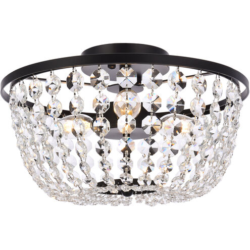 Cora 3 Light 13 inch Black Flush Mount Ceiling Light