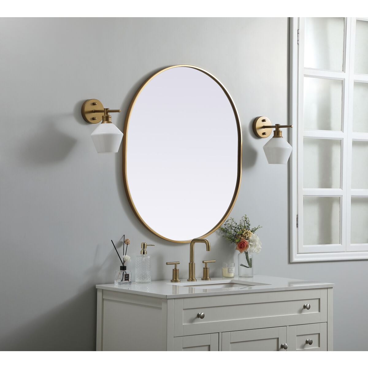 Asha 36 X 30 inch Brass Mirror in 30 x 36