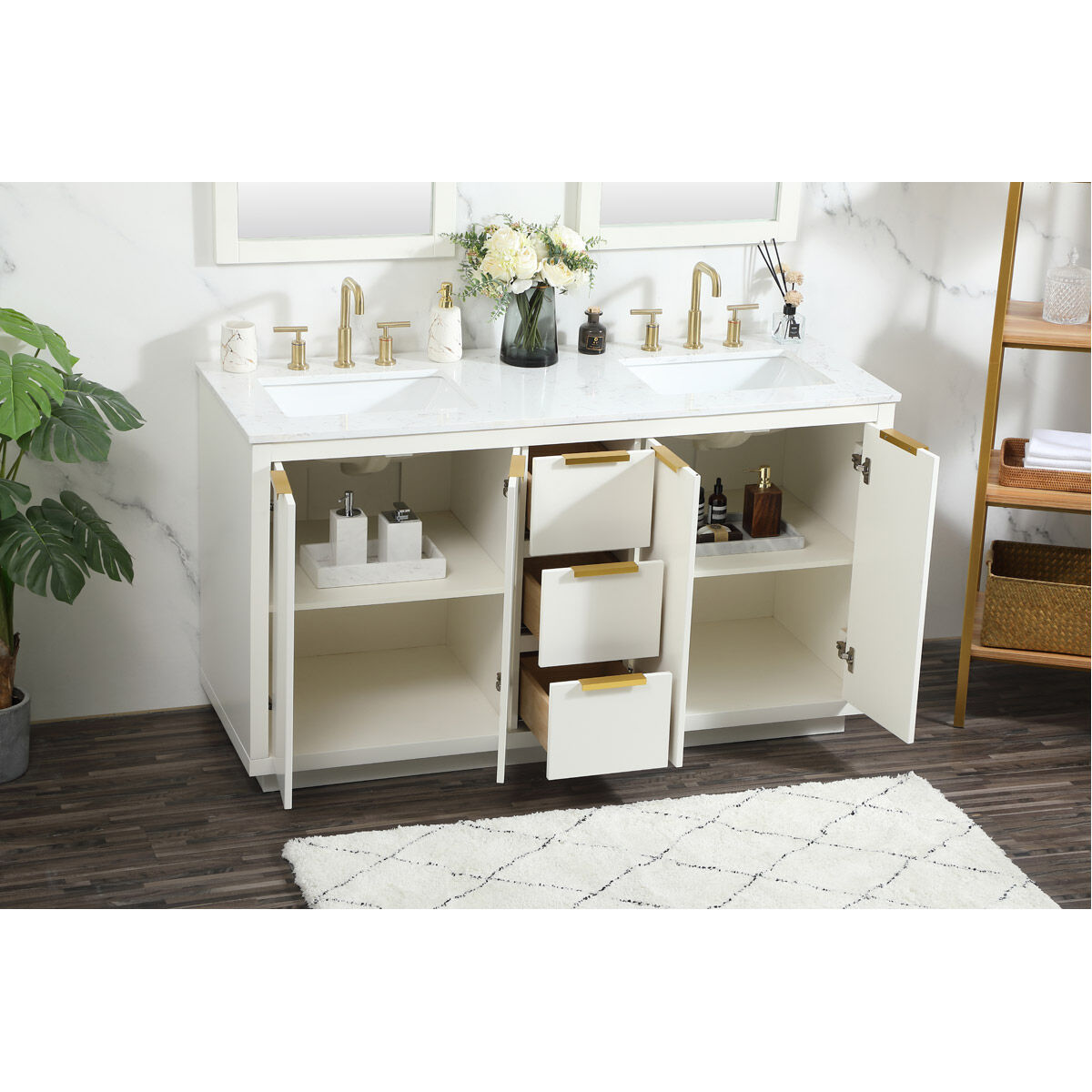 Blake 60 X 22 X 34 inch White Vanity Sink Set